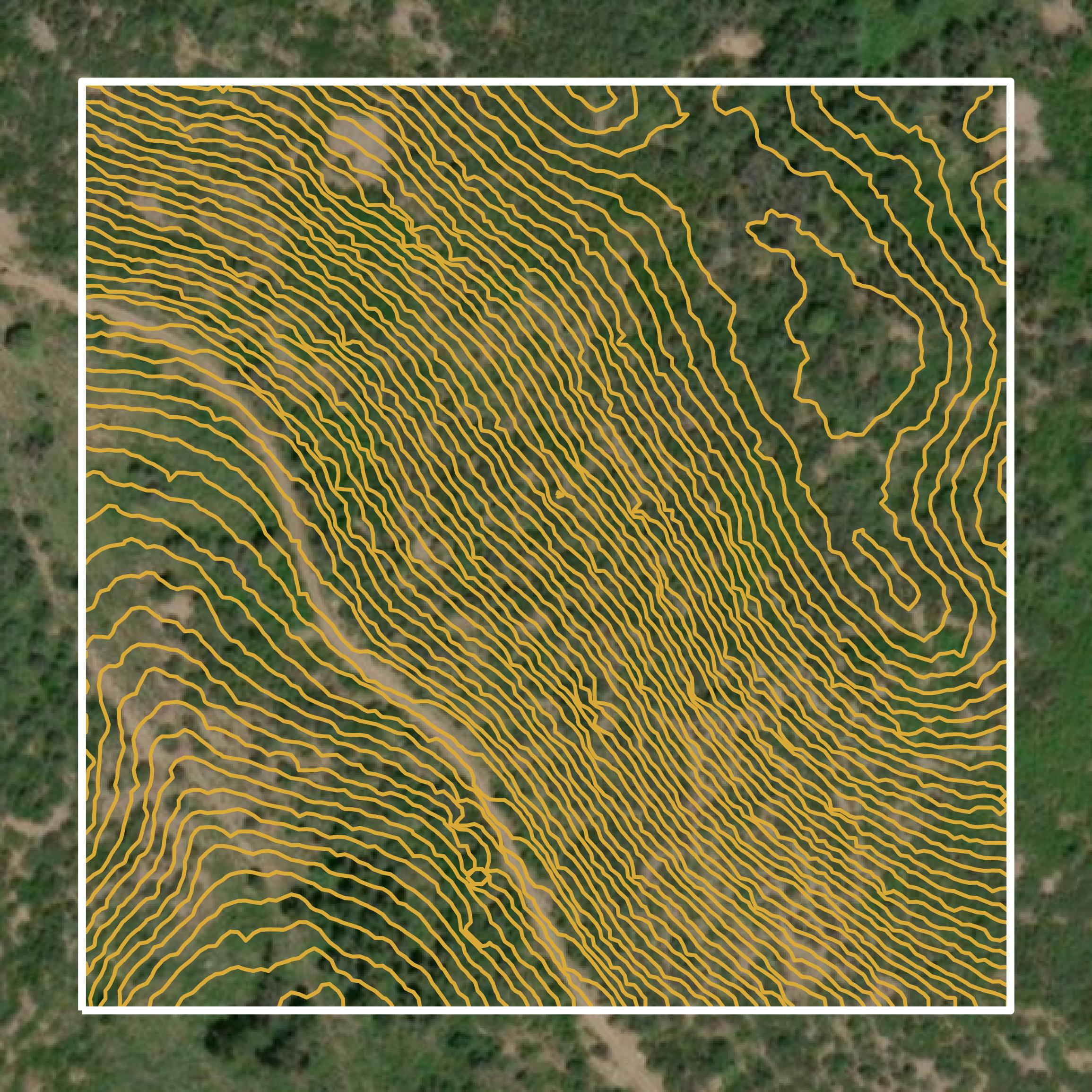 This image shows a contour map in Delta County created using GIS data in Equator.