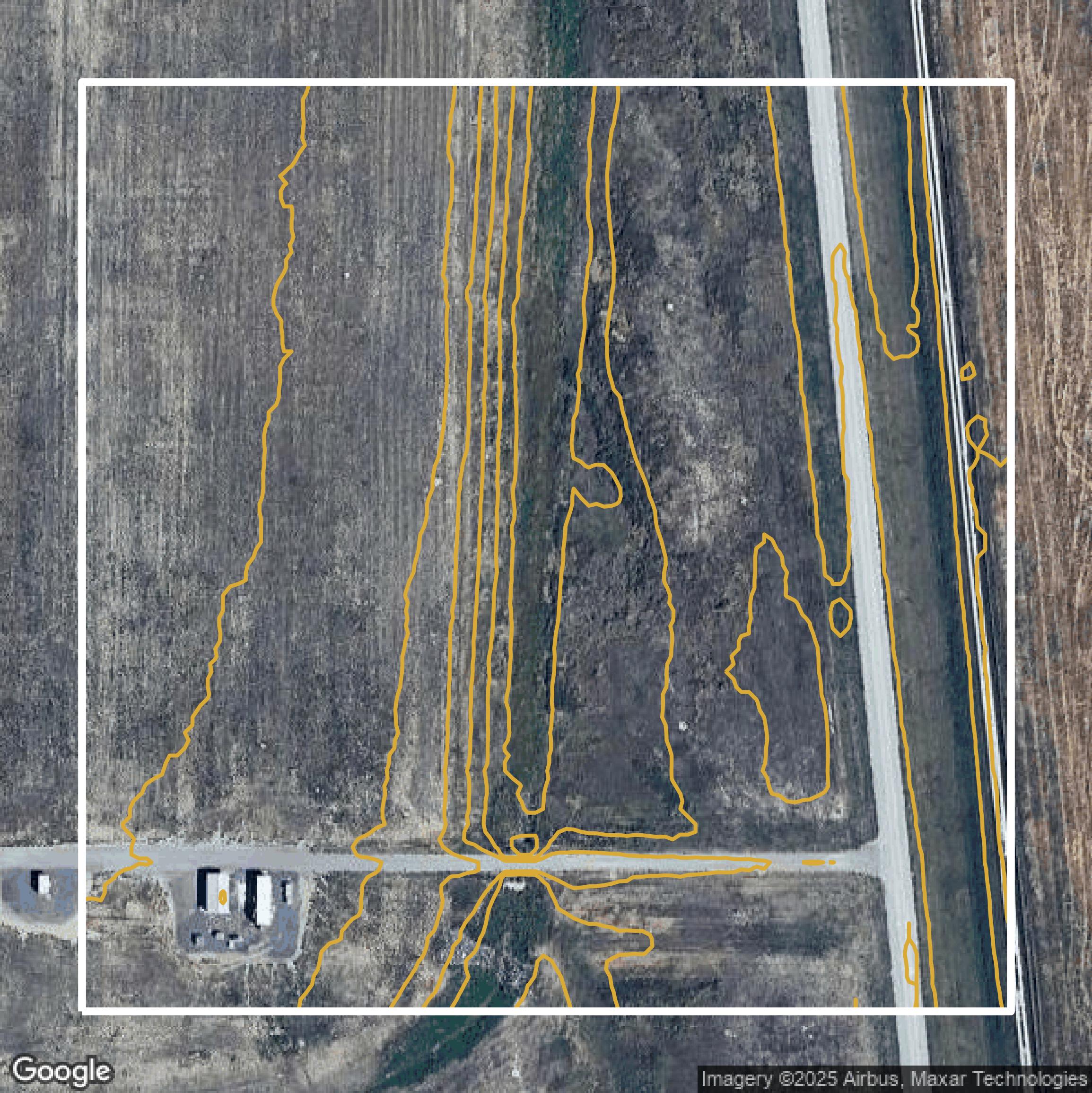 This image shows a contour map in Denver County created using GIS data in Equator.