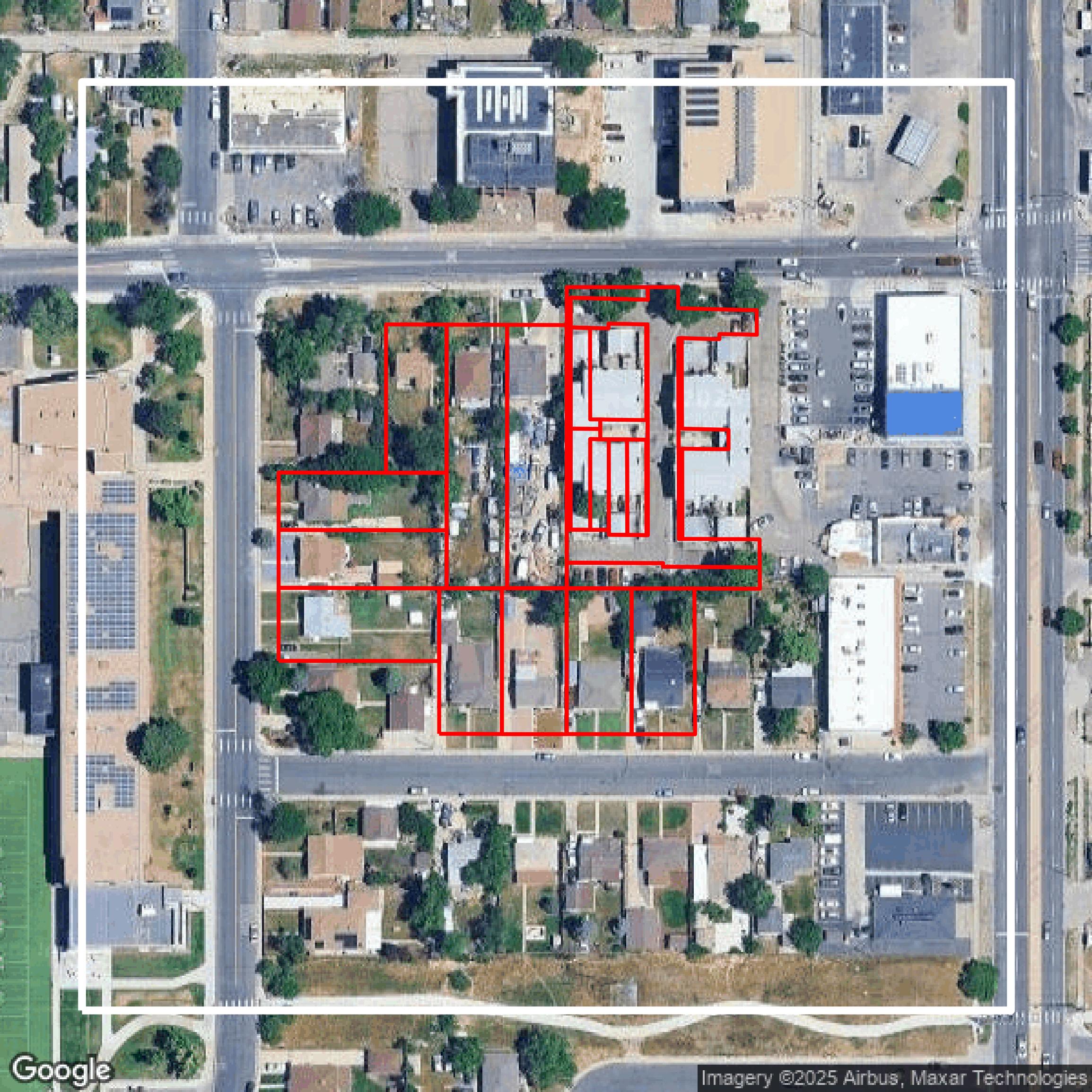This image shows parcel data in Denver County created using GIS data in Equator.