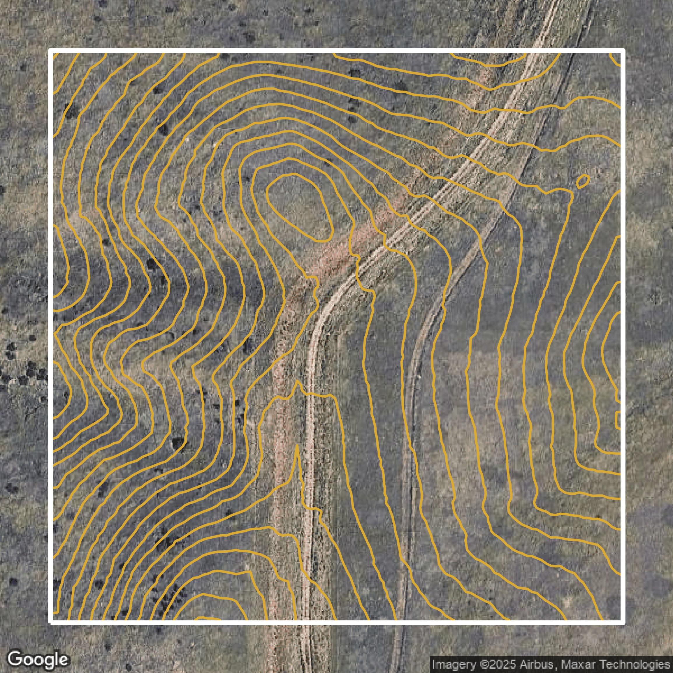 This image shows a contour map in Douglas County created using GIS data in Equator.