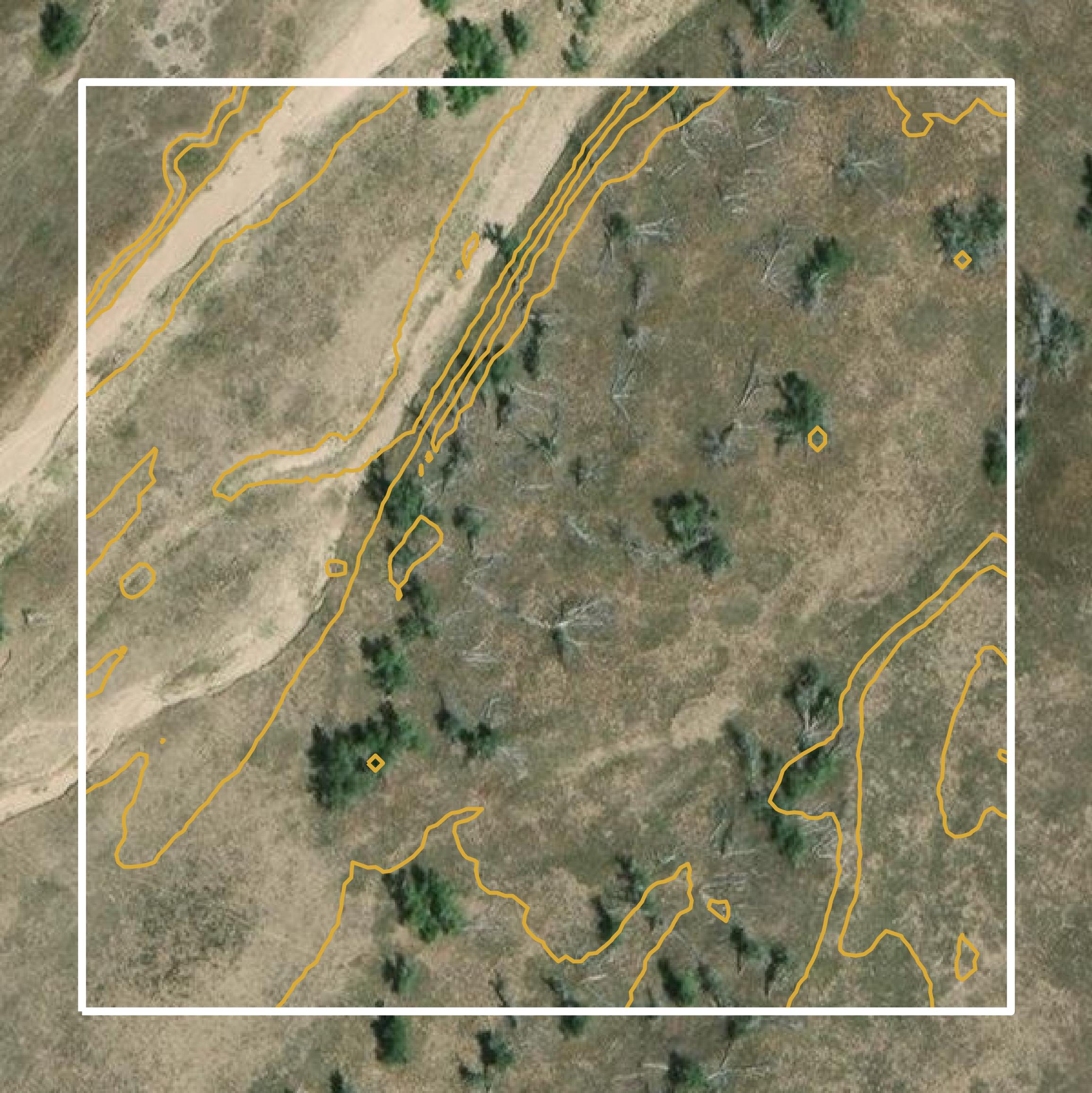 This image shows a contour map in Elbert County created using GIS data in Equator.