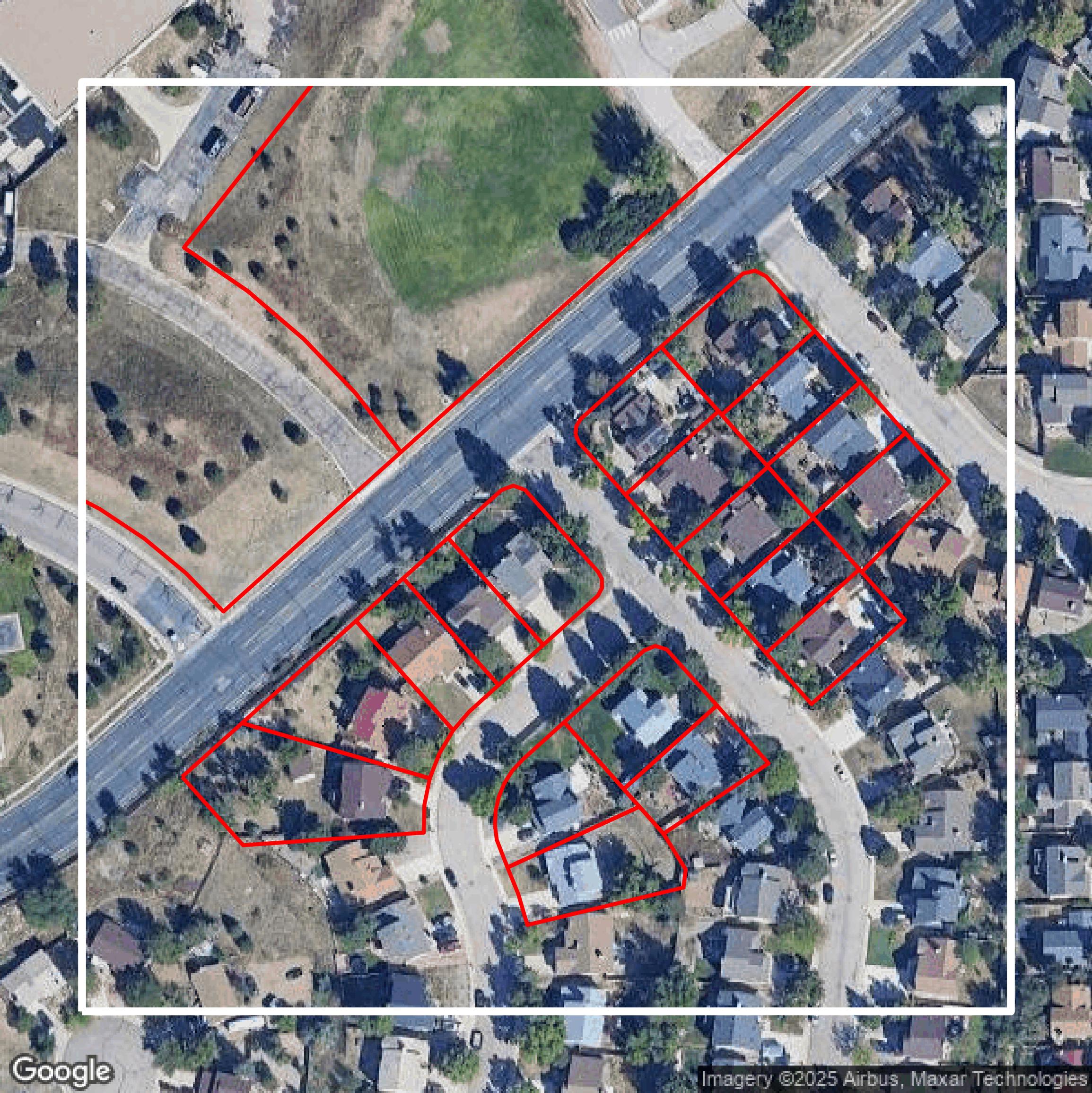 This image shows parcel data in El Paso County created using GIS data in Equator.