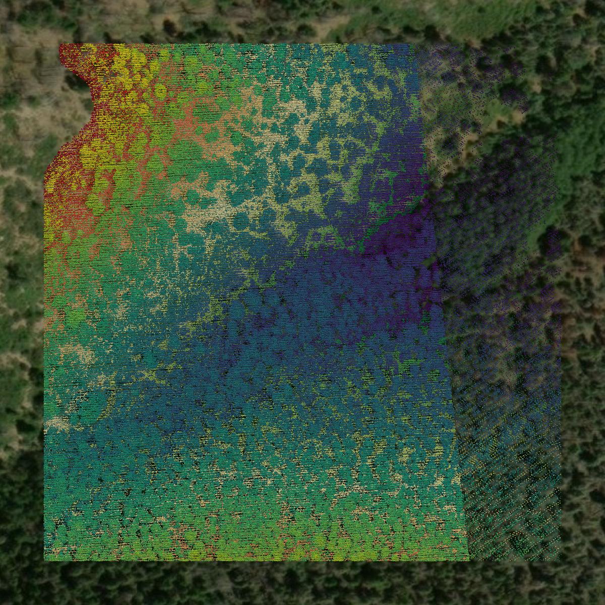 This image shows a LiDAR point cloud in Fremont County created using GIS data in Equator.