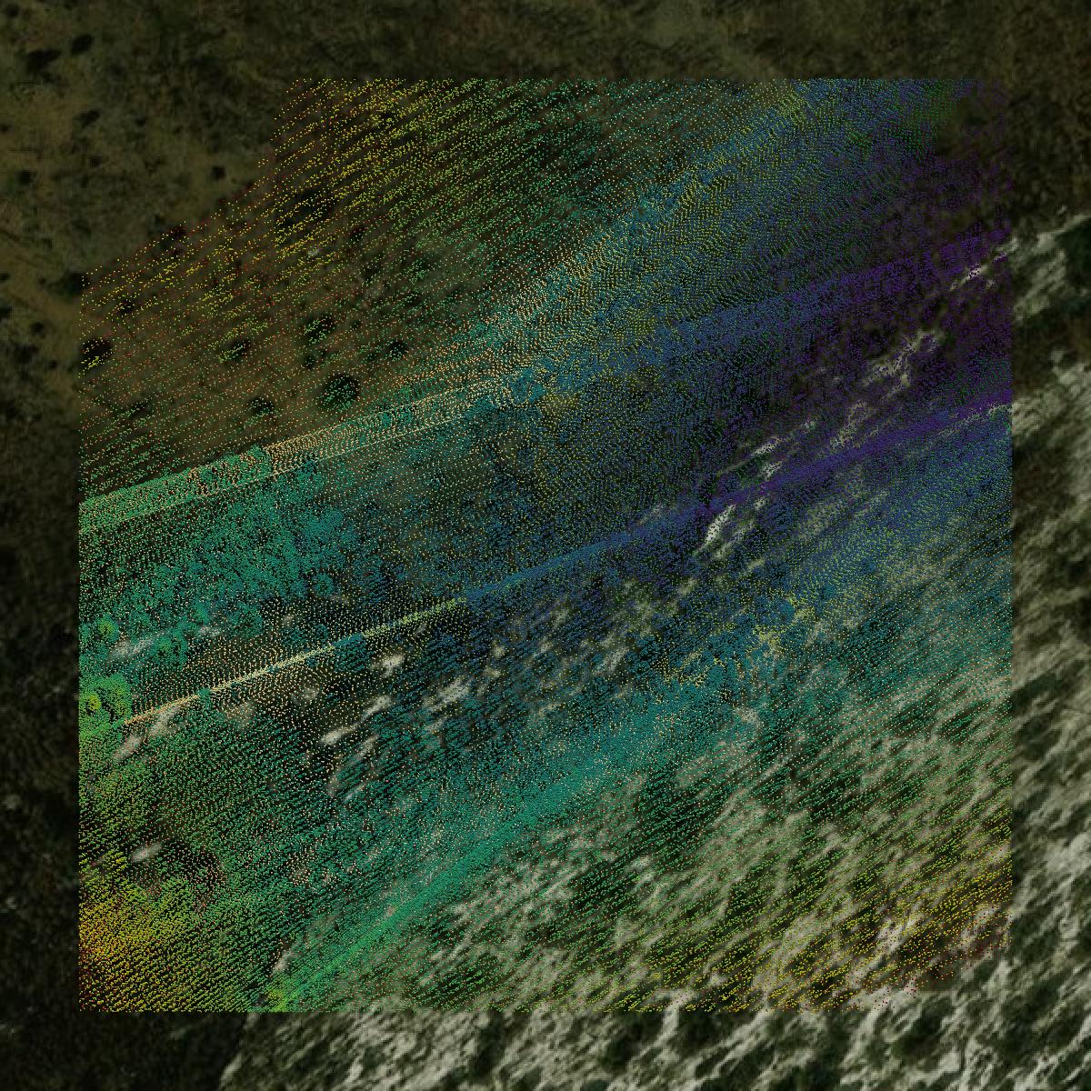 This image shows a LiDAR point cloud in Fremont County created using GIS data in Equator.