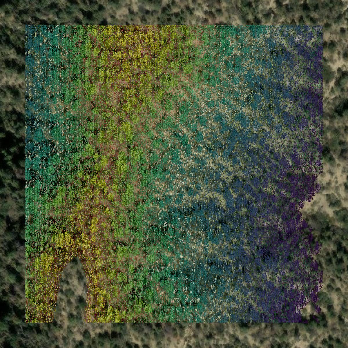 This image shows a LiDAR point cloud in Garfield County created using GIS data in Equator.