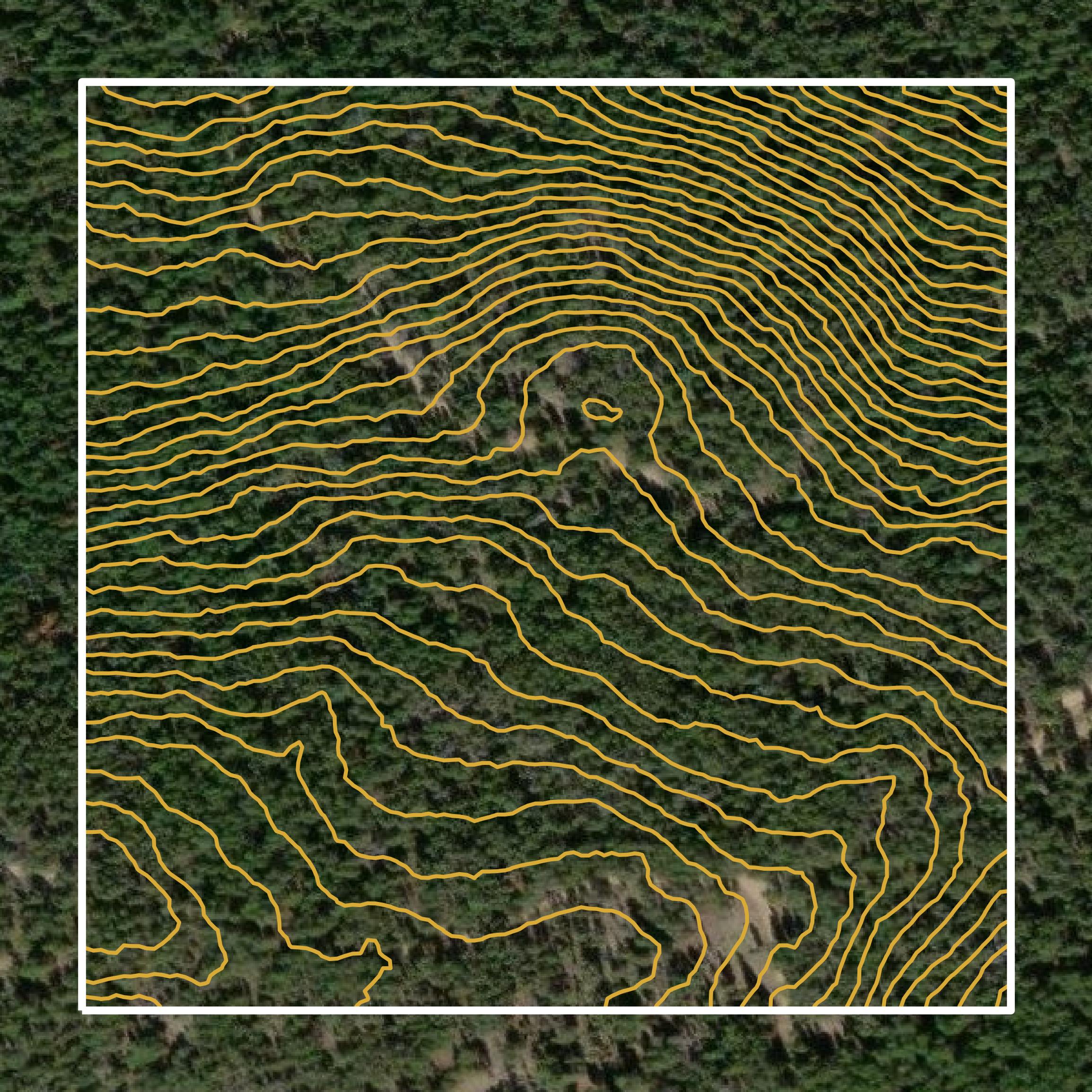 This image shows a contour map in Gilpin County created using GIS data in Equator.
