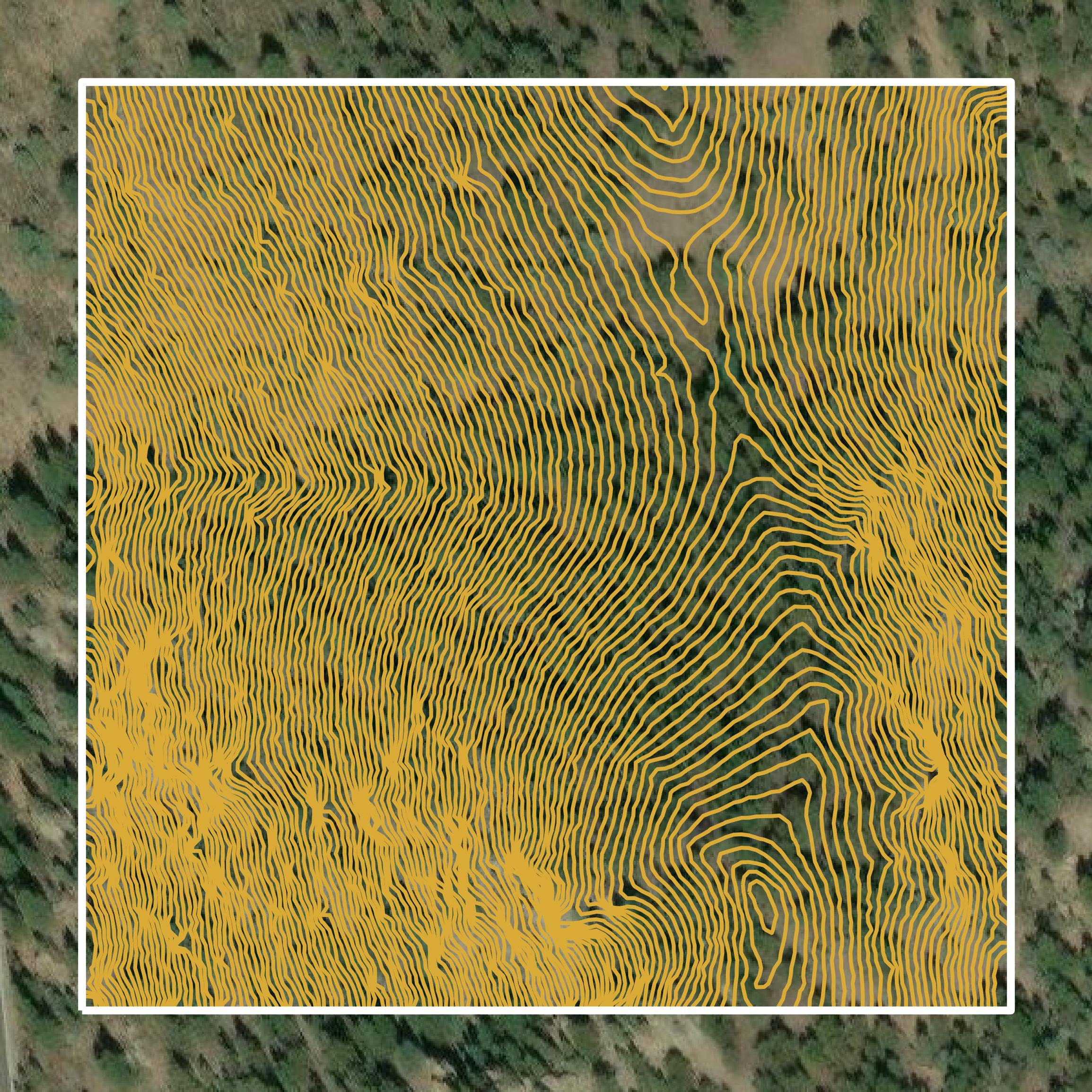 This image shows a contour map in Gilpin County created using GIS data in Equator.