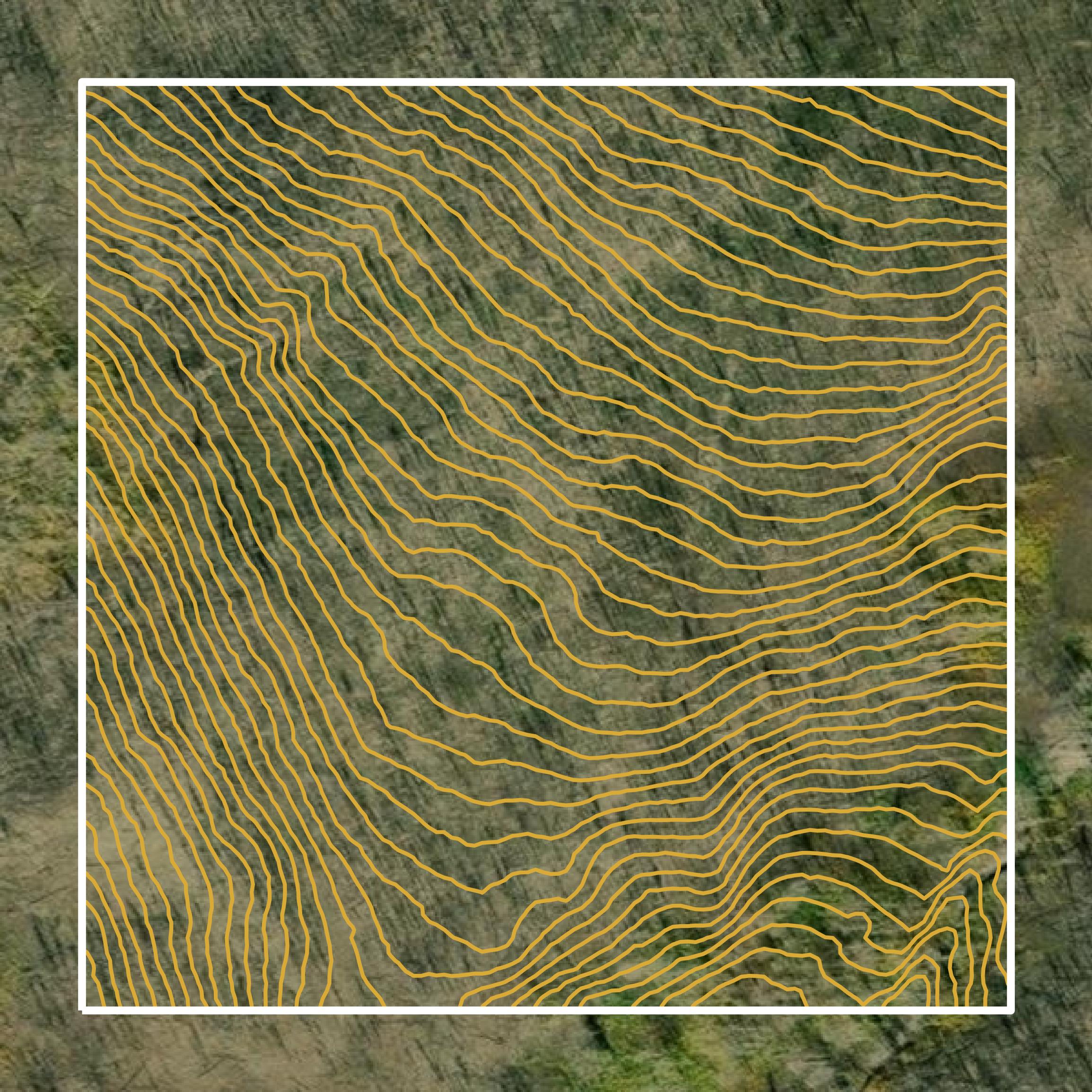 This image shows a contour map in Grand County created using GIS data in Equator.