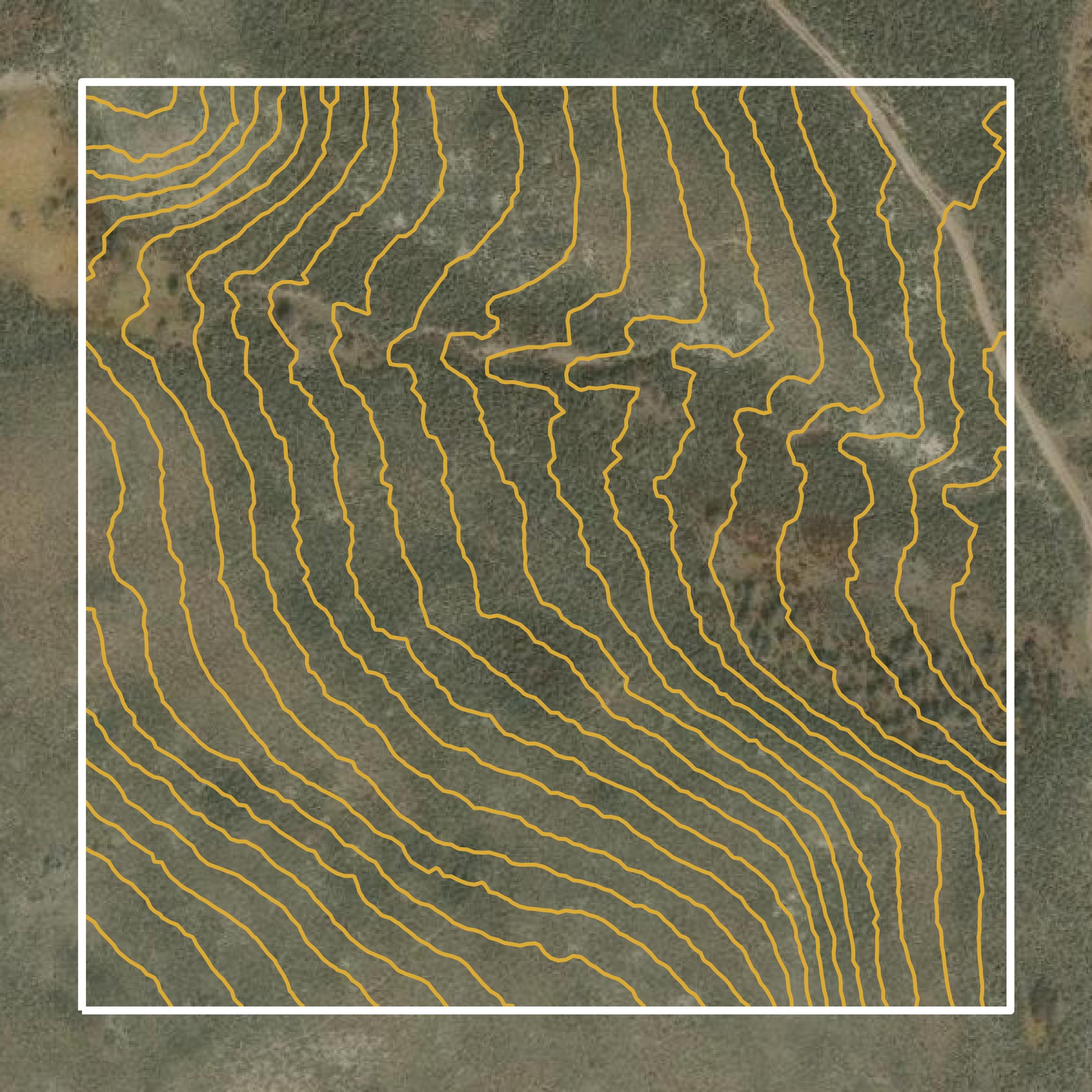 This image shows a contour map in Gunnison County created using GIS data in Equator.
