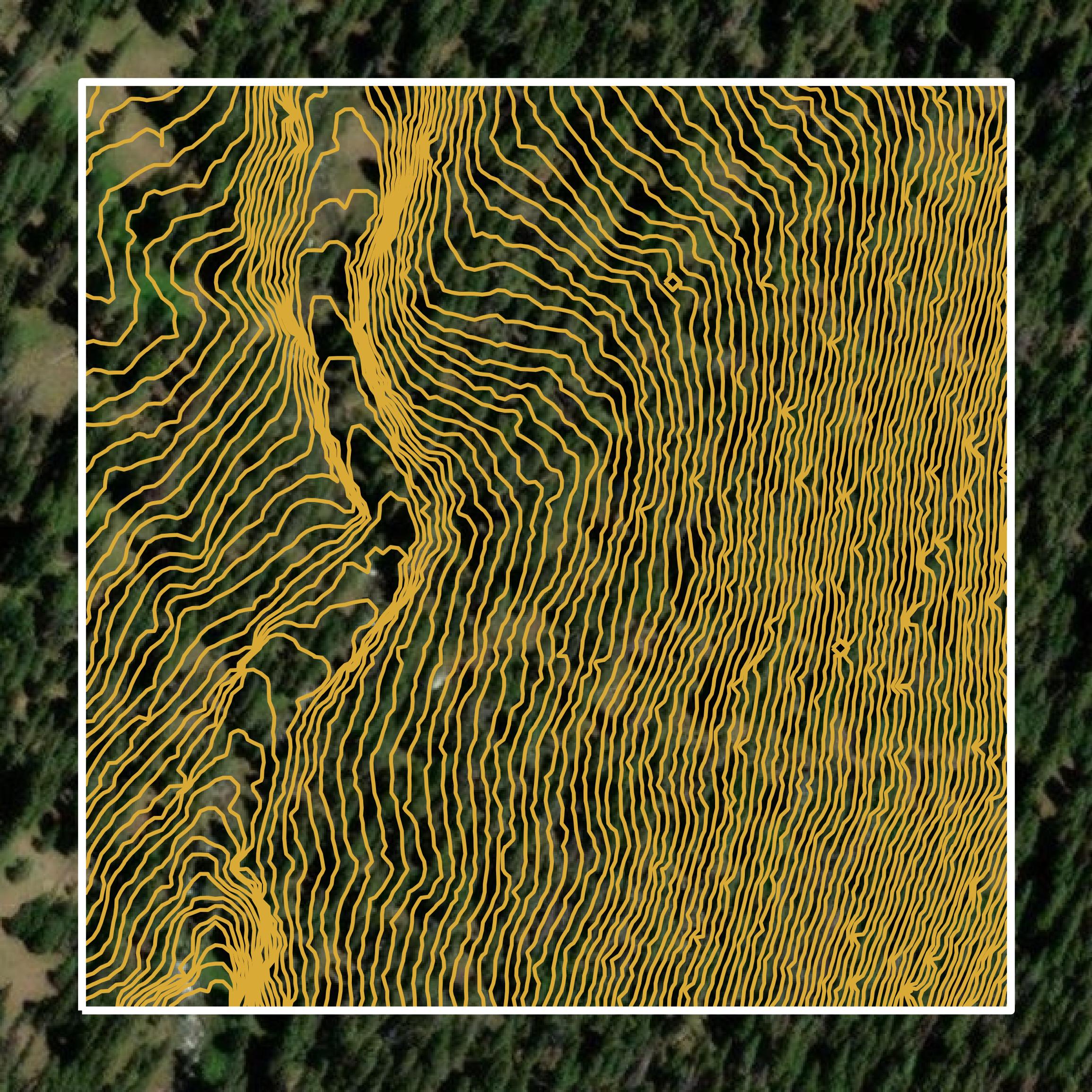 This image shows a contour map in Gunnison County created using GIS data in Equator.
