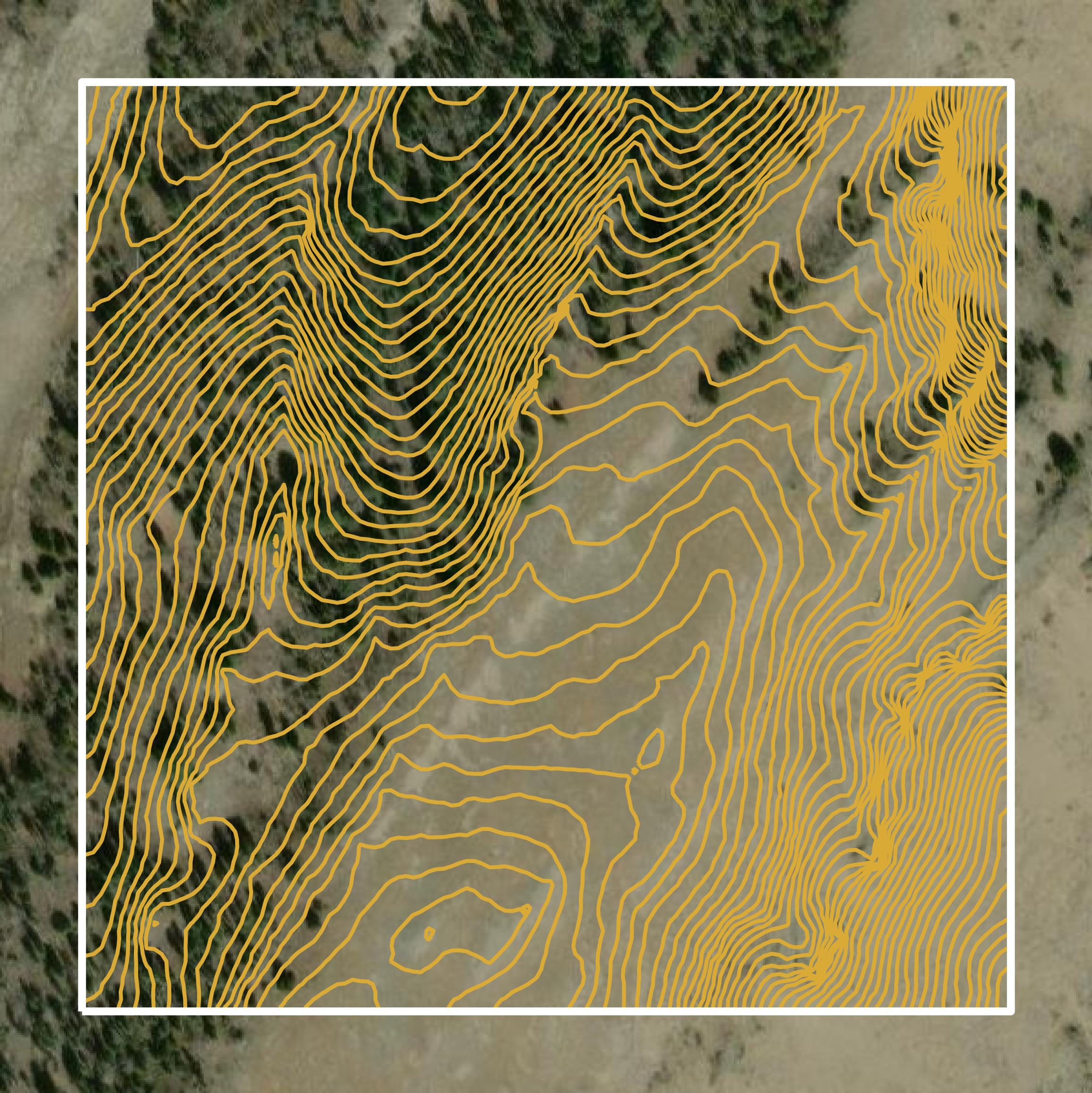 This image shows a contour map in Hinsdale County created using GIS data in Equator.