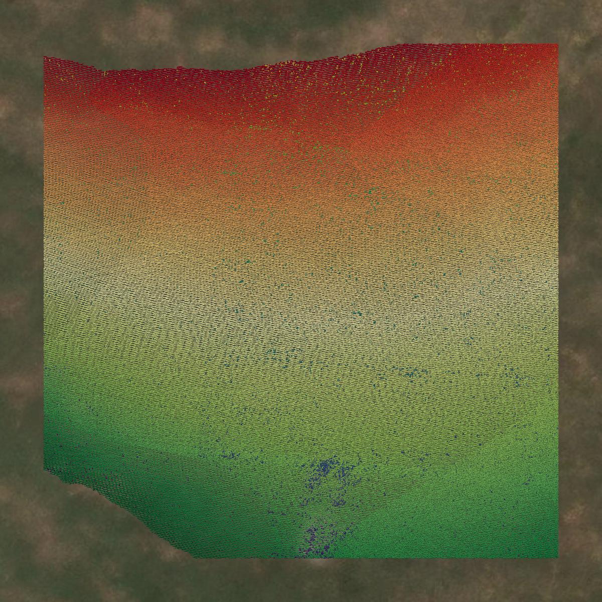 This image shows a LiDAR point cloud in Hinsdale County created using GIS data in Equator.
