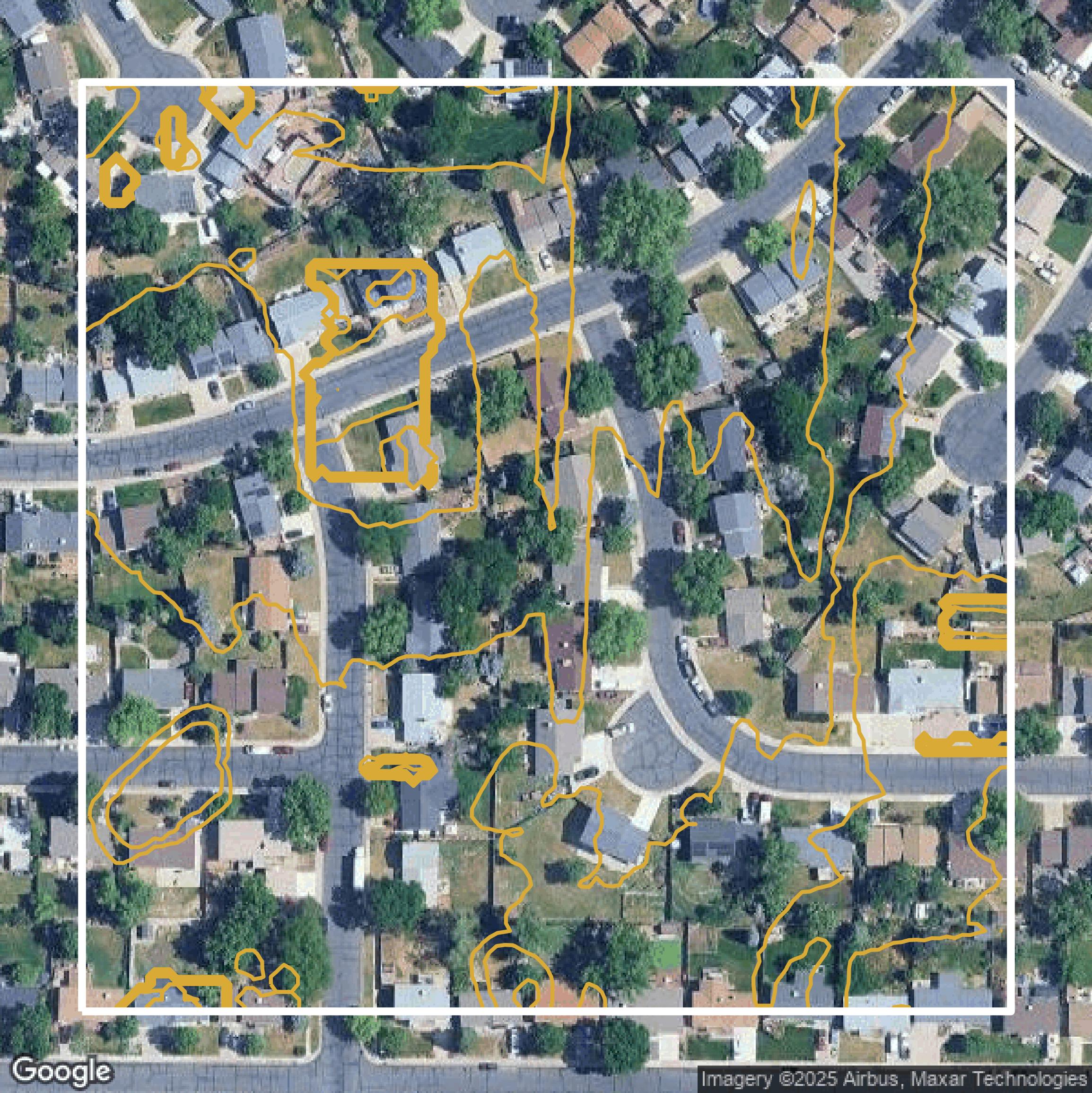 This image shows a contour map in Jefferson County created using GIS data in Equator.