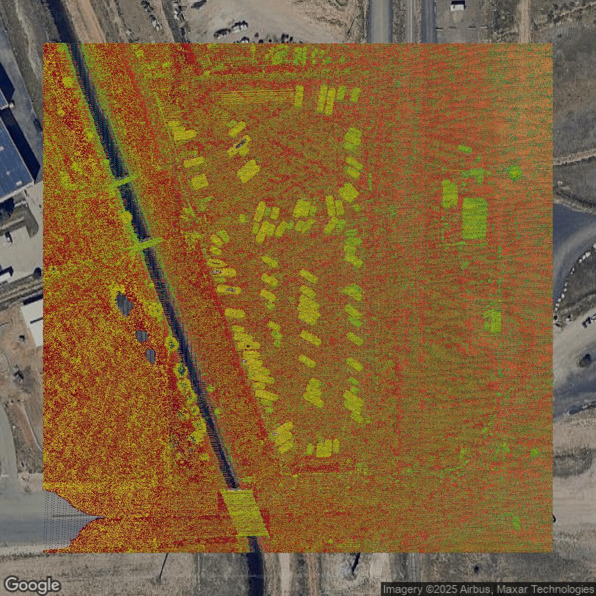This image shows a LiDAR point cloud in Jefferson County created using GIS data in Equator.