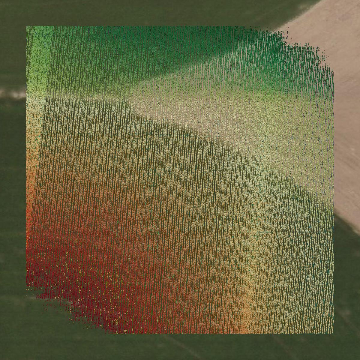 This image shows a LiDAR point cloud in Kit Carson County created using GIS data in Equator.