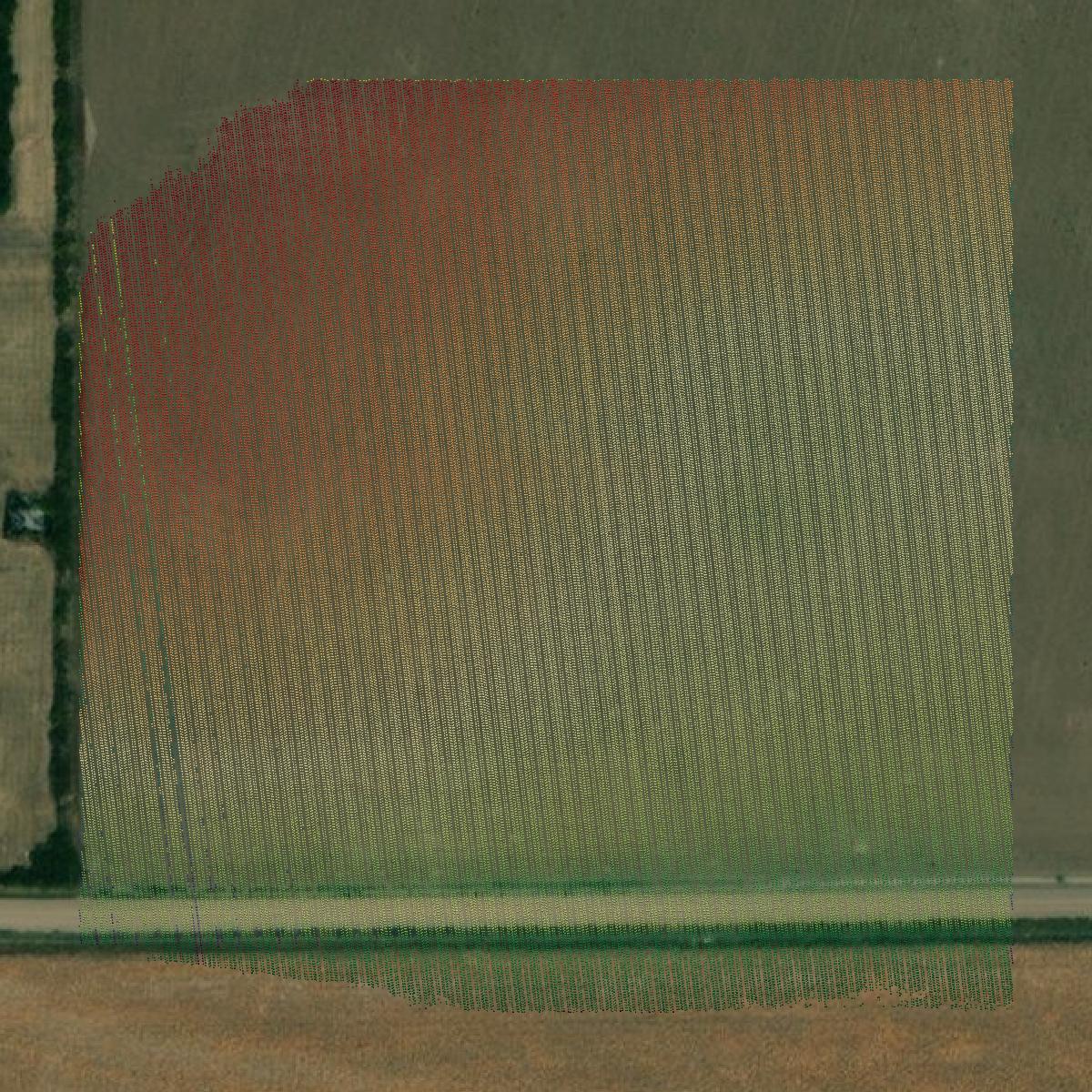 This image shows a LiDAR point cloud in Kit Carson County created using GIS data in Equator.