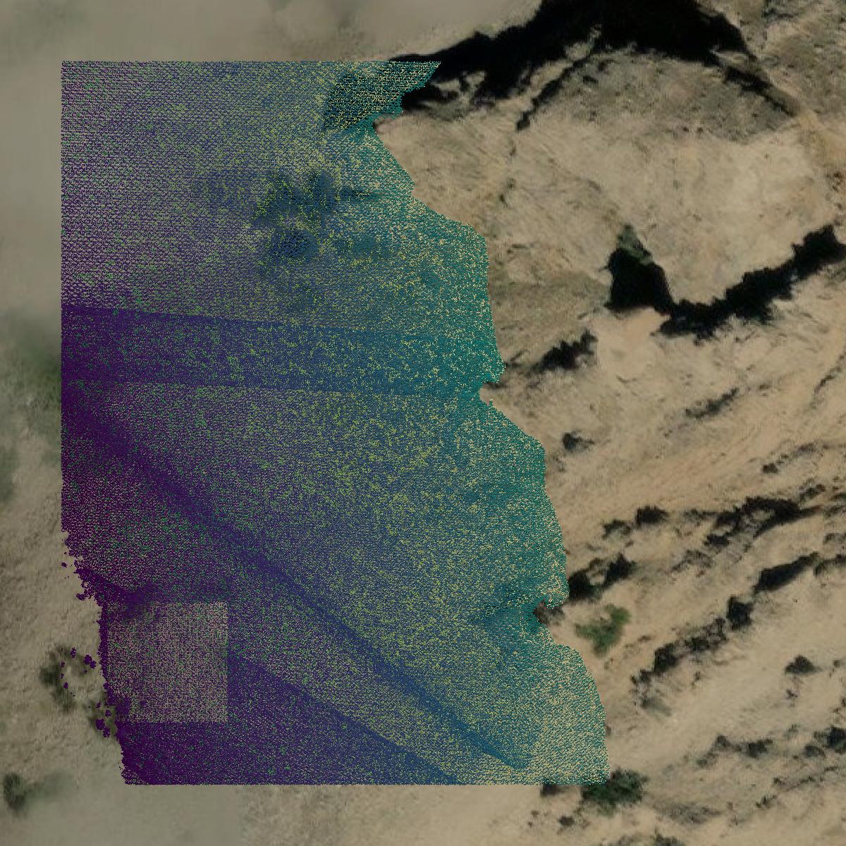 This image shows a LiDAR point cloud in Lake County created using GIS data in Equator.