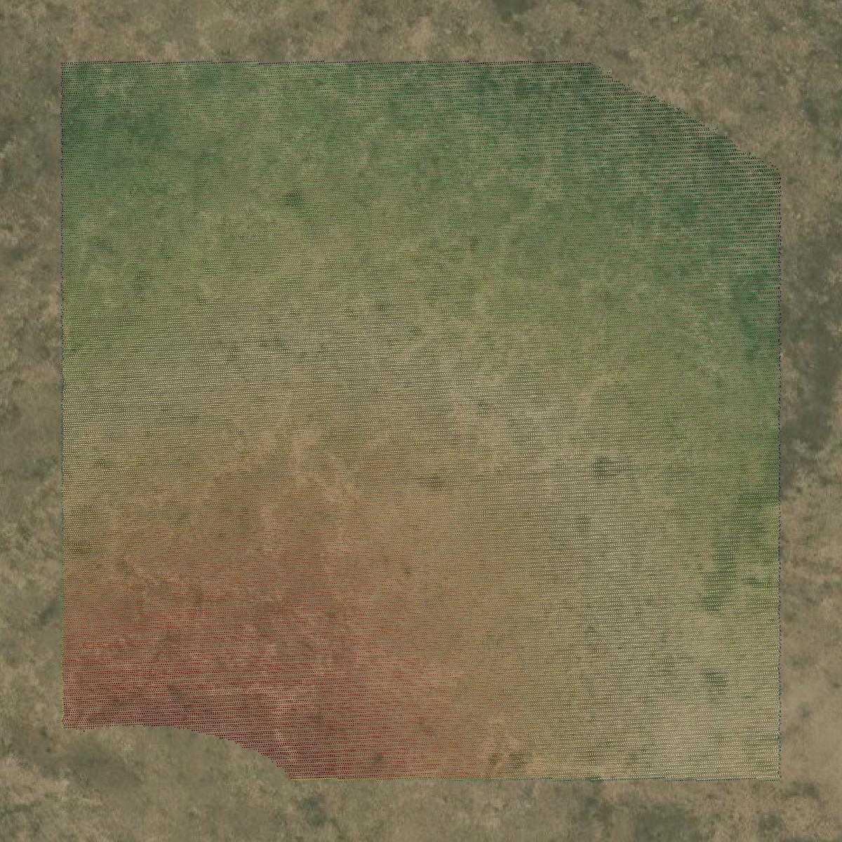 This image shows a LiDAR point cloud in Las Animas County created using GIS data in Equator.