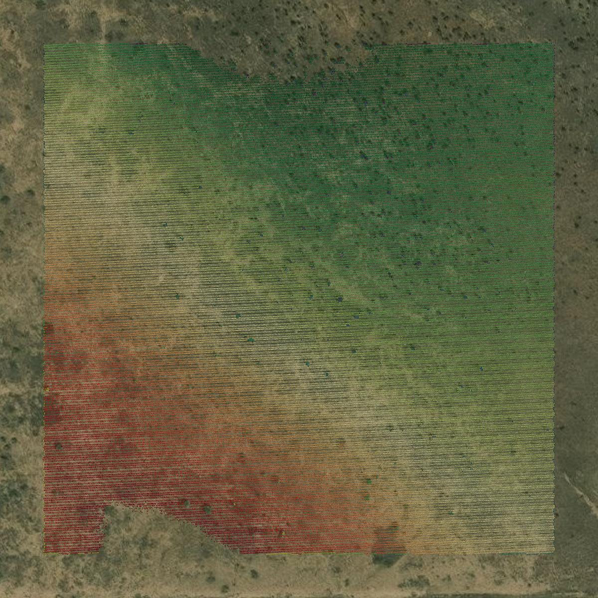 This image shows a LiDAR point cloud in Las Animas County created using GIS data in Equator.