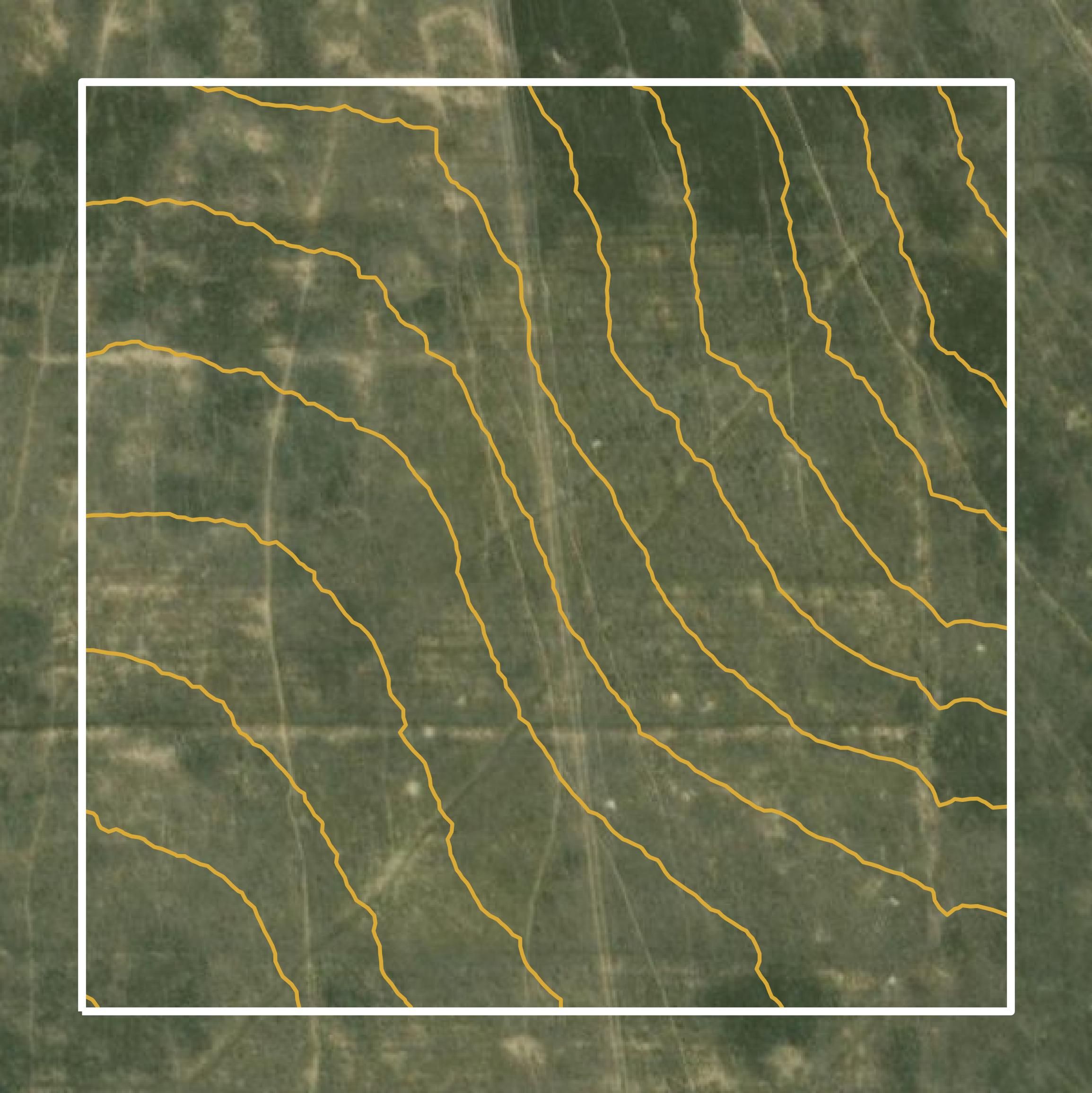This image shows a contour map in Logan County created using GIS data in Equator.