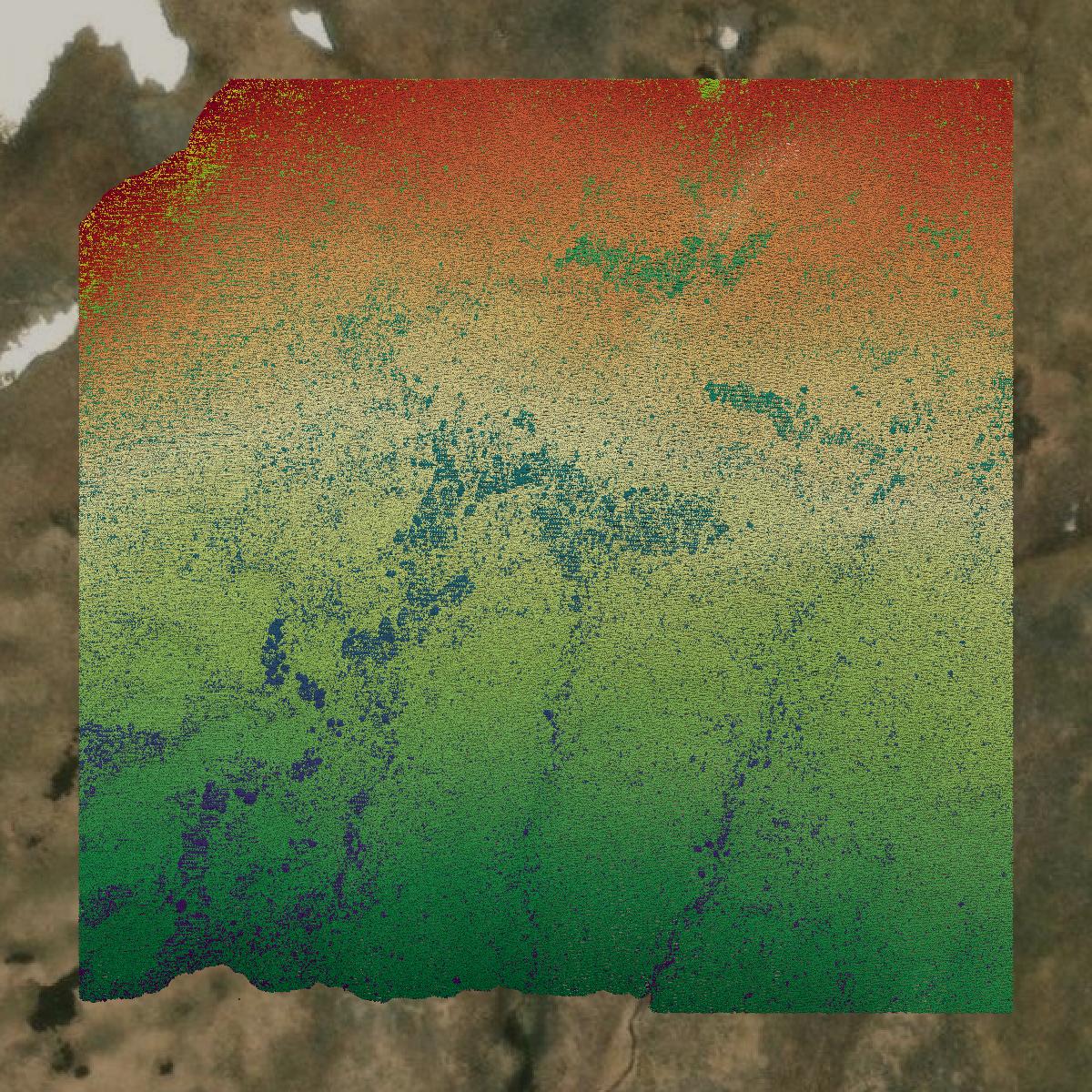 This image shows a LiDAR point cloud in Mineral County created using GIS data in Equator.