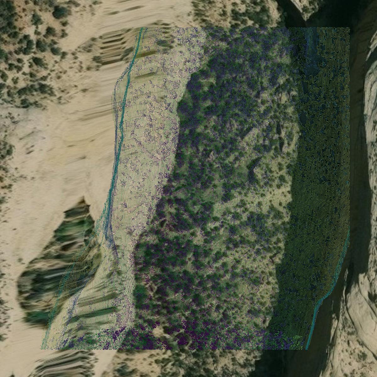 This image shows a LiDAR point cloud in Moffat County created using GIS data in Equator.