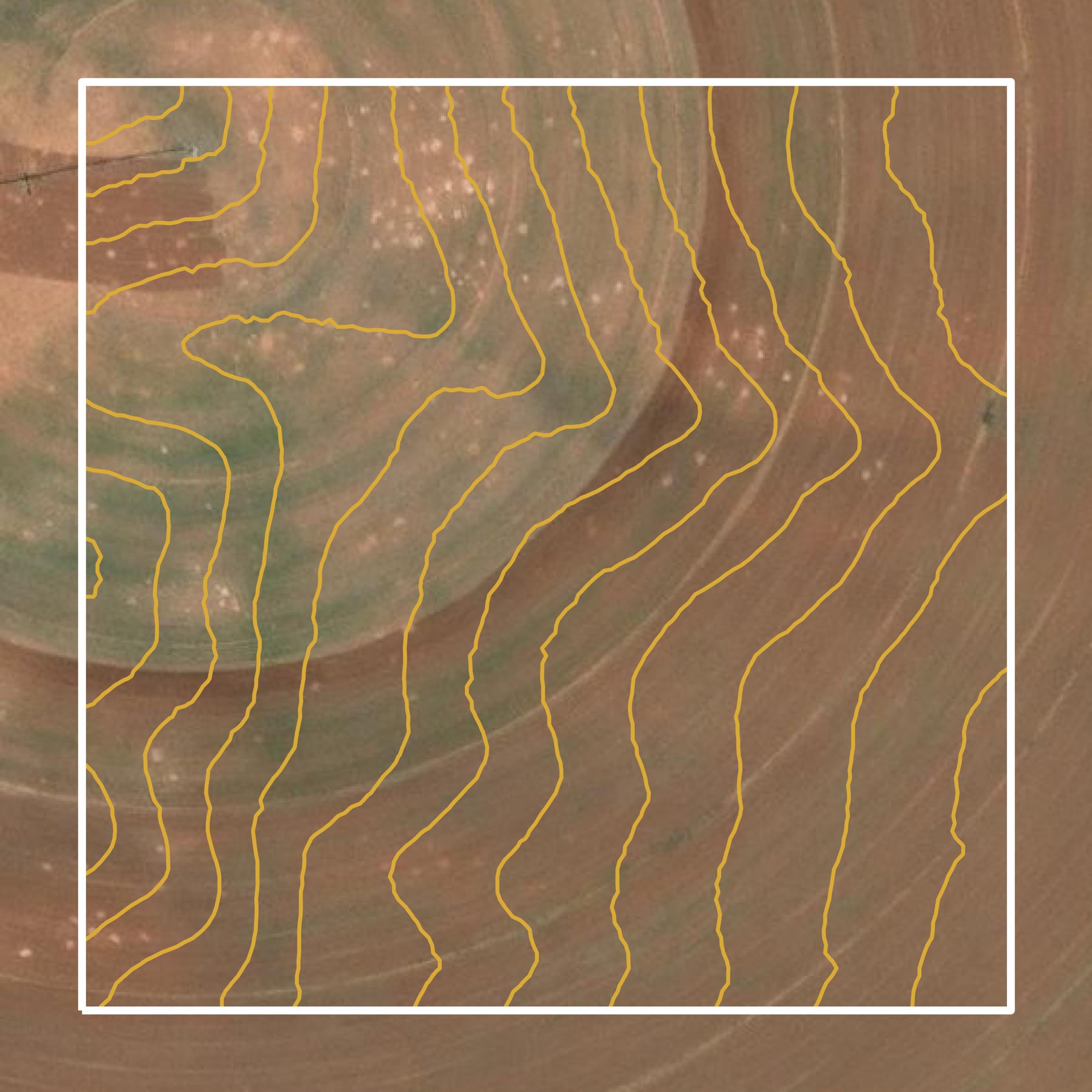 This image shows a contour map in Montezuma County created using GIS data in Equator.
