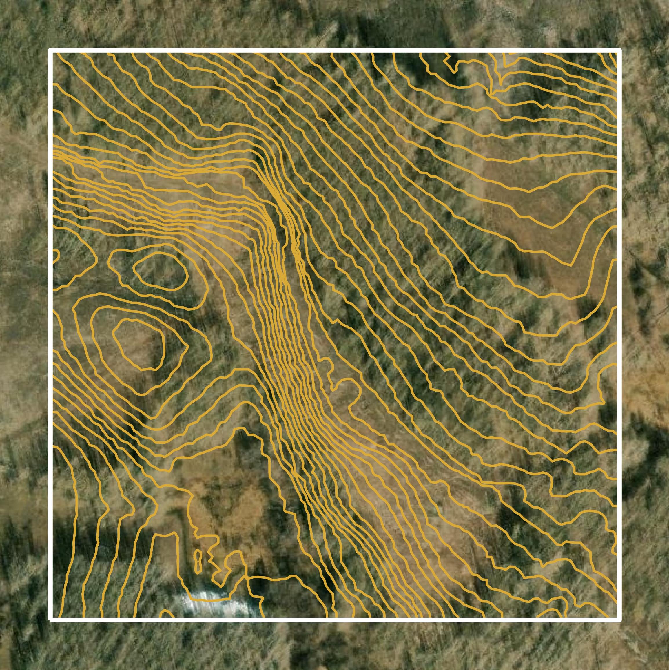 This image shows a contour map in Montezuma County created using GIS data in Equator.
