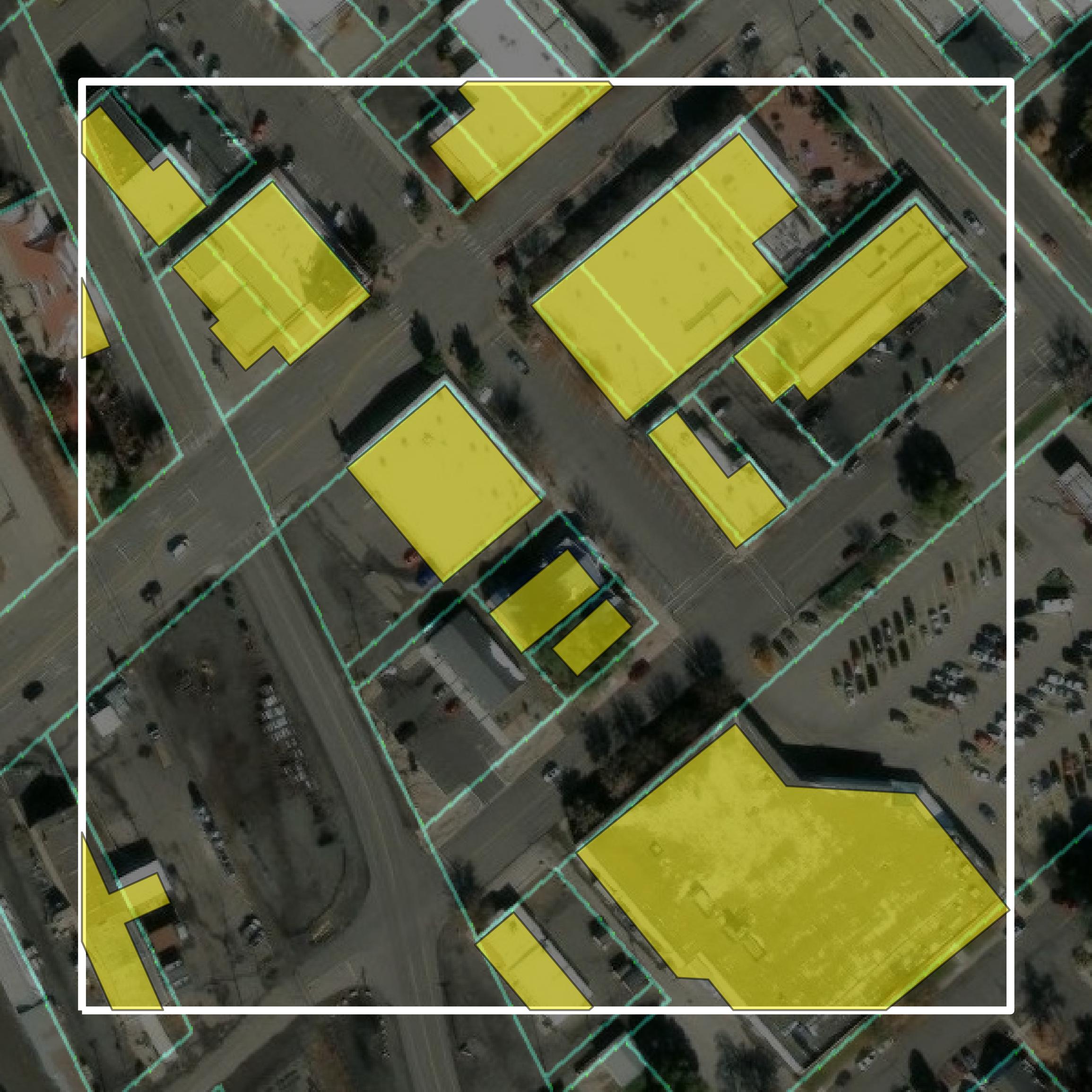 This image shows parcel and building data in Montrose County created using GIS data in Equator.