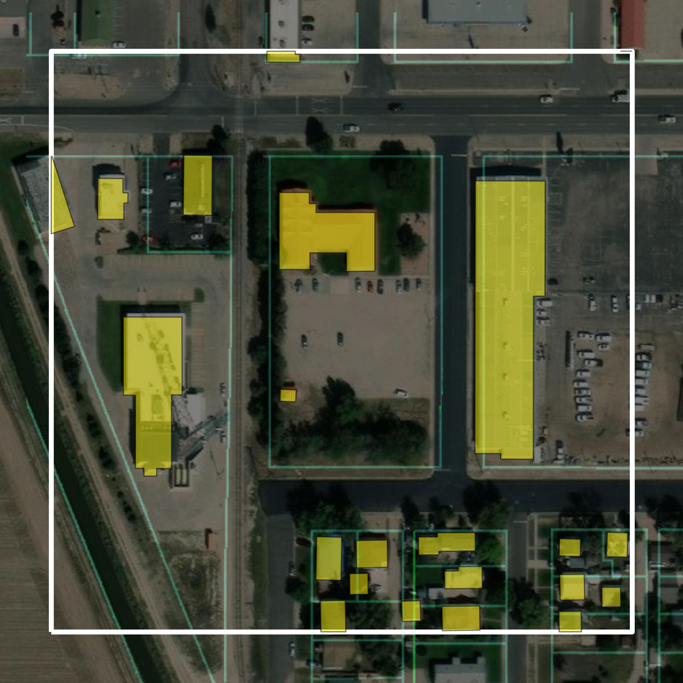 This image shows parcel and building data in Morgan County created using GIS data in Equator.