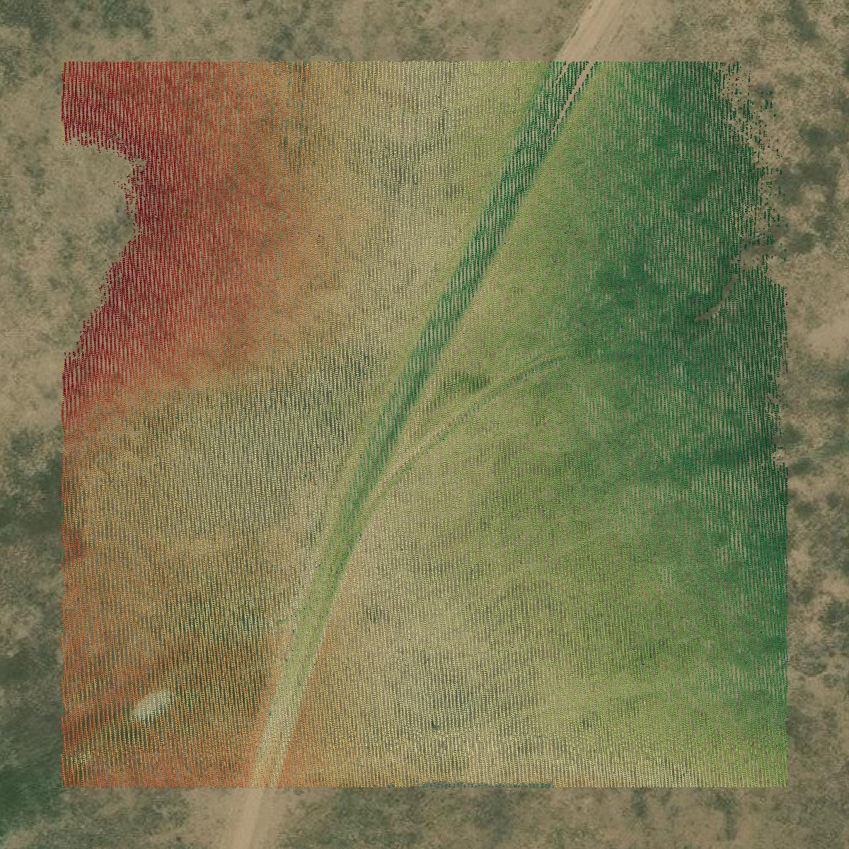 This image shows a LiDAR point cloud in Pueblo County created using GIS data in Equator.