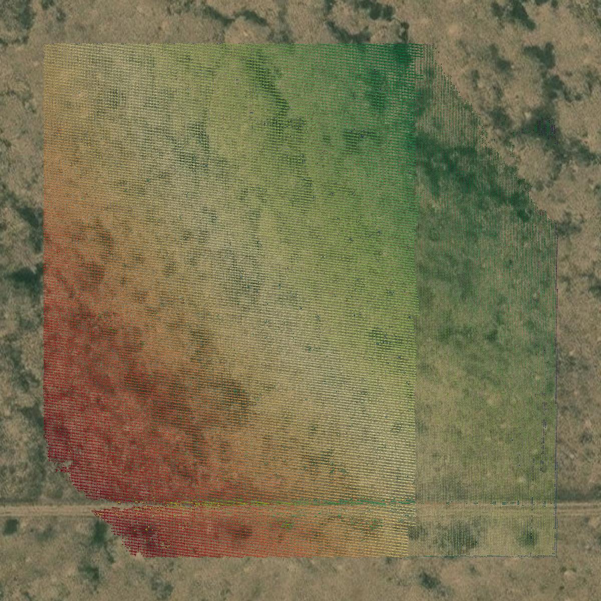 This image shows a LiDAR point cloud in Pueblo County created using GIS data in Equator.