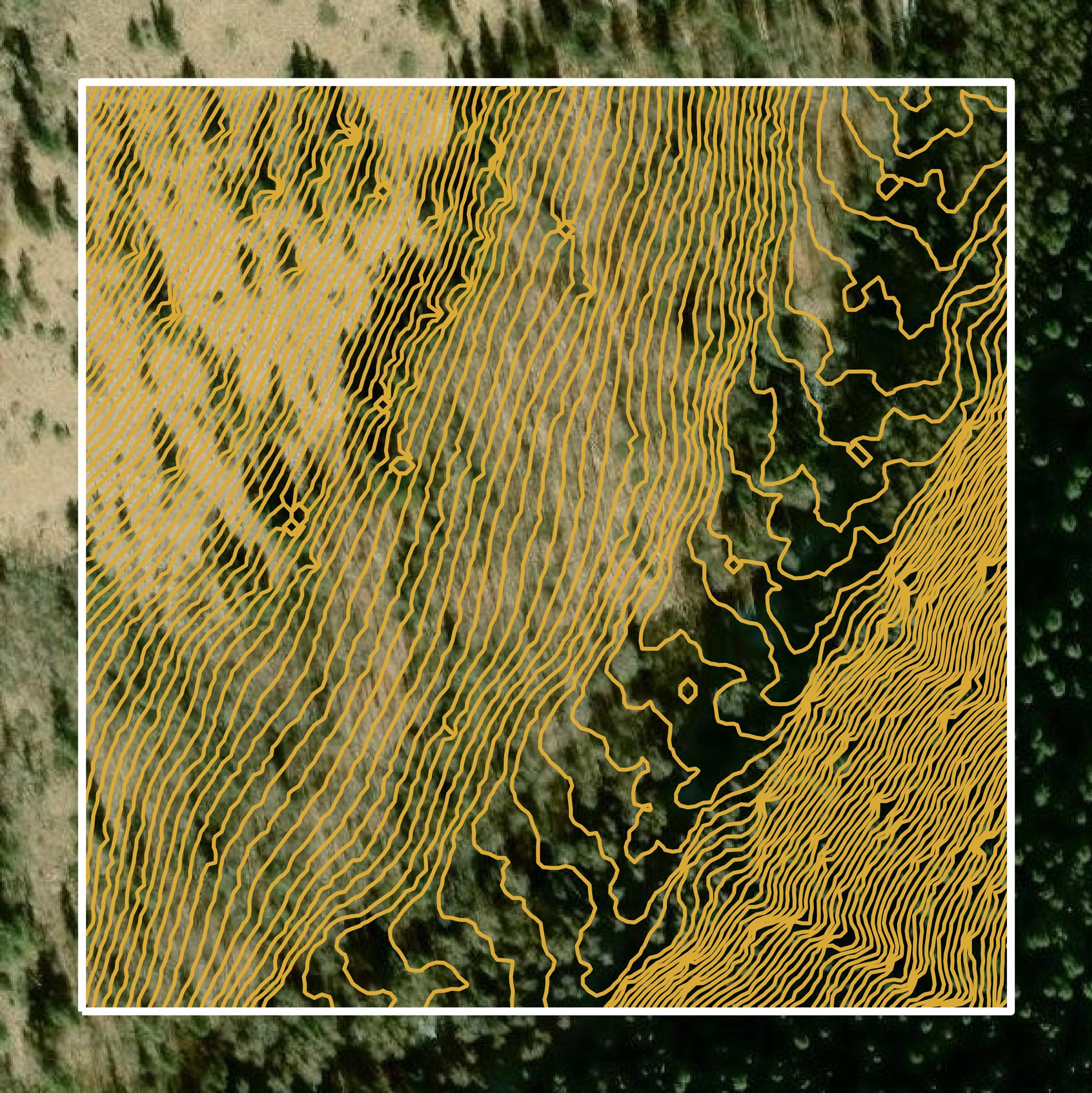 This image shows a contour map in Rio Grande County created using GIS data in Equator.