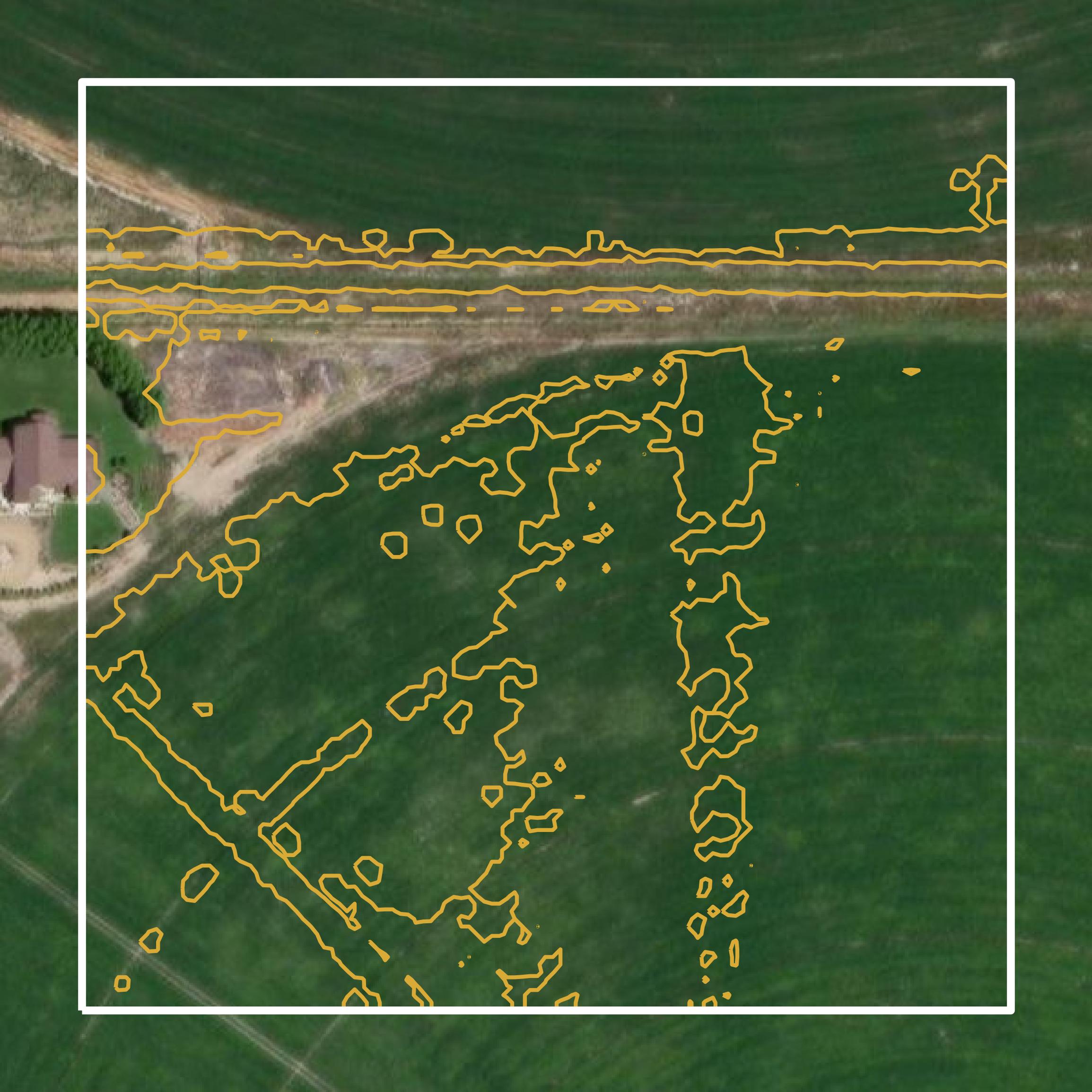 This image shows a contour map in Rio Grande County created using GIS data in Equator.