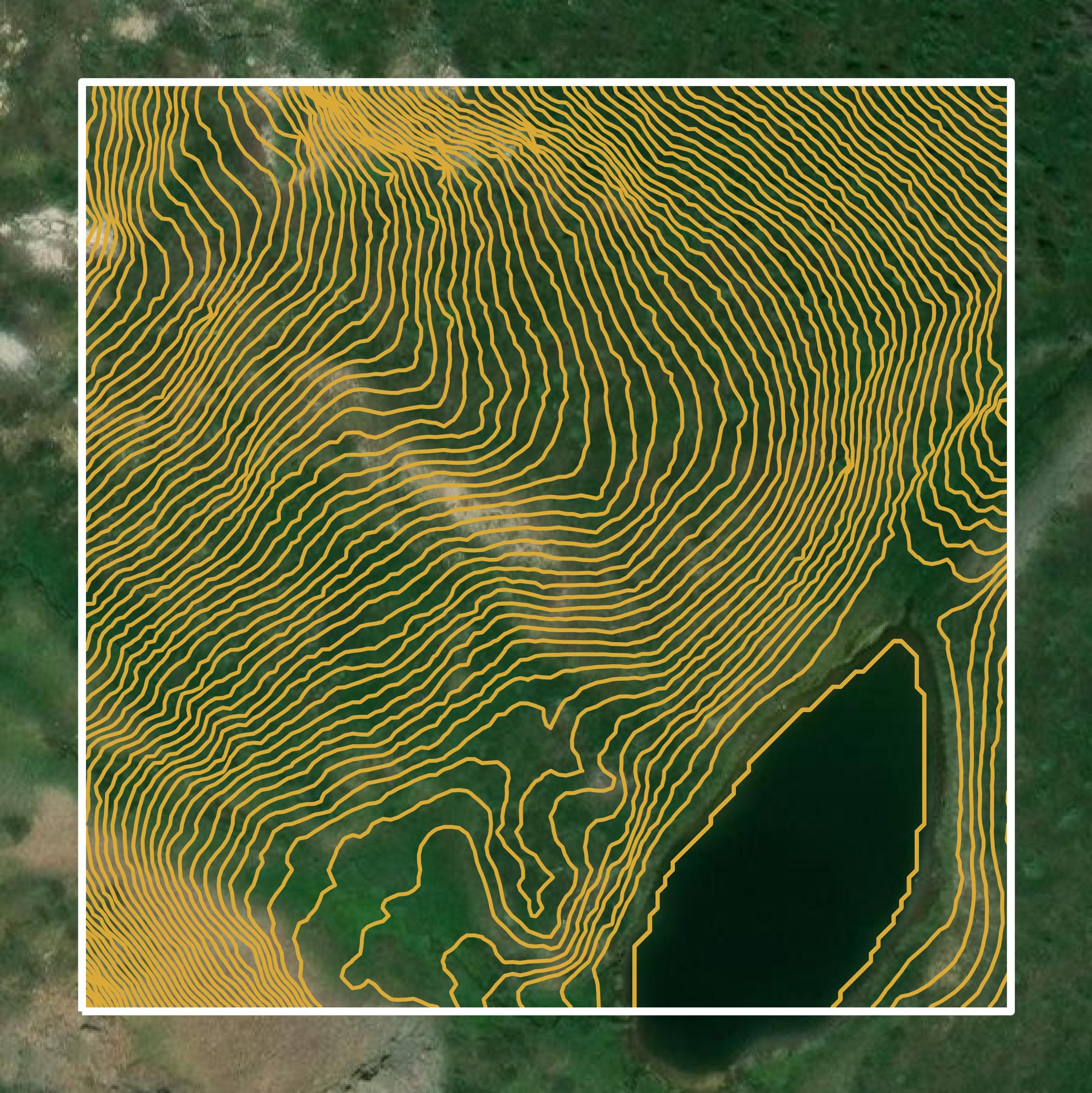 This image shows a contour map in San Juan County created using GIS data in Equator.