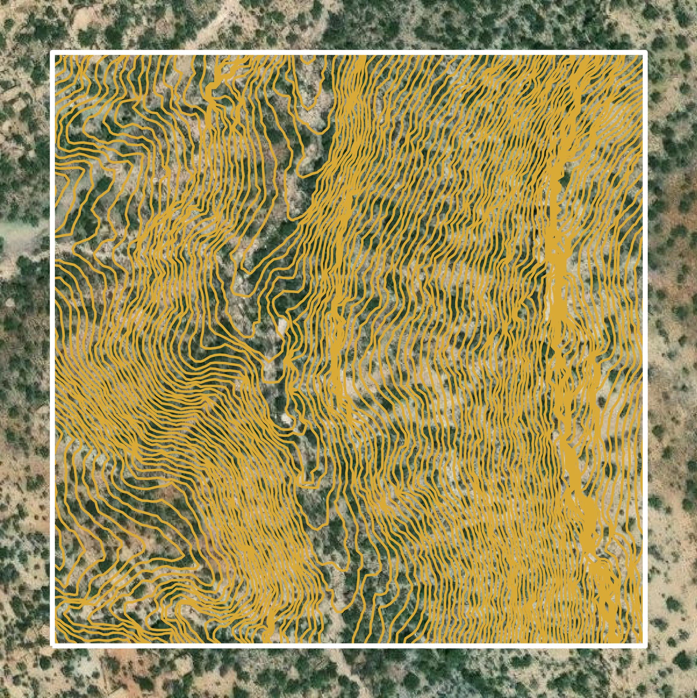 This image shows a contour map in San Miguel County created using GIS data in Equator.