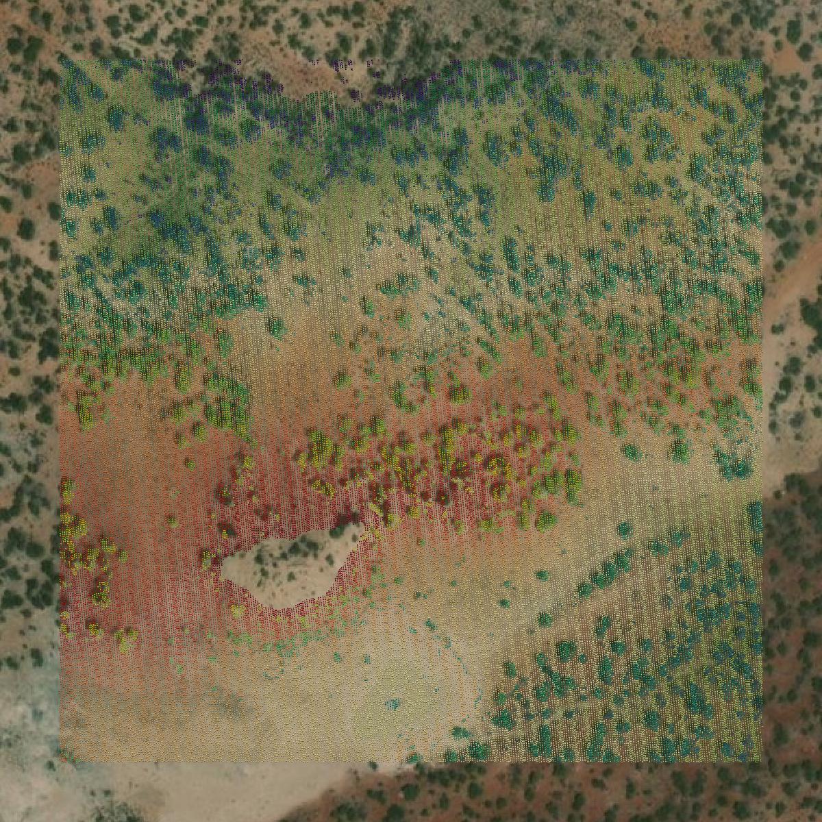 This image shows a LiDAR point cloud in San Miguel County created using GIS data in Equator.