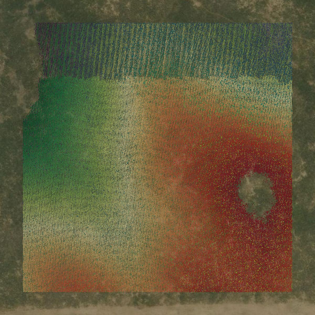 This image shows a LiDAR point cloud in Weld County created using GIS data in Equator.