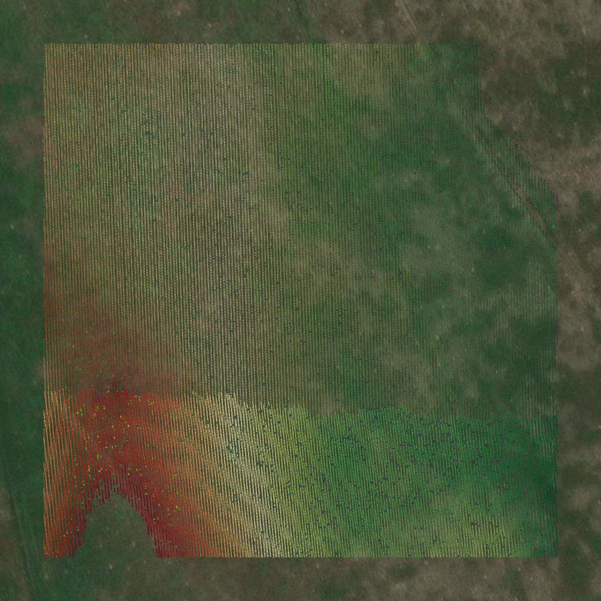 This image shows a LiDAR point cloud in Weld County created using GIS data in Equator.