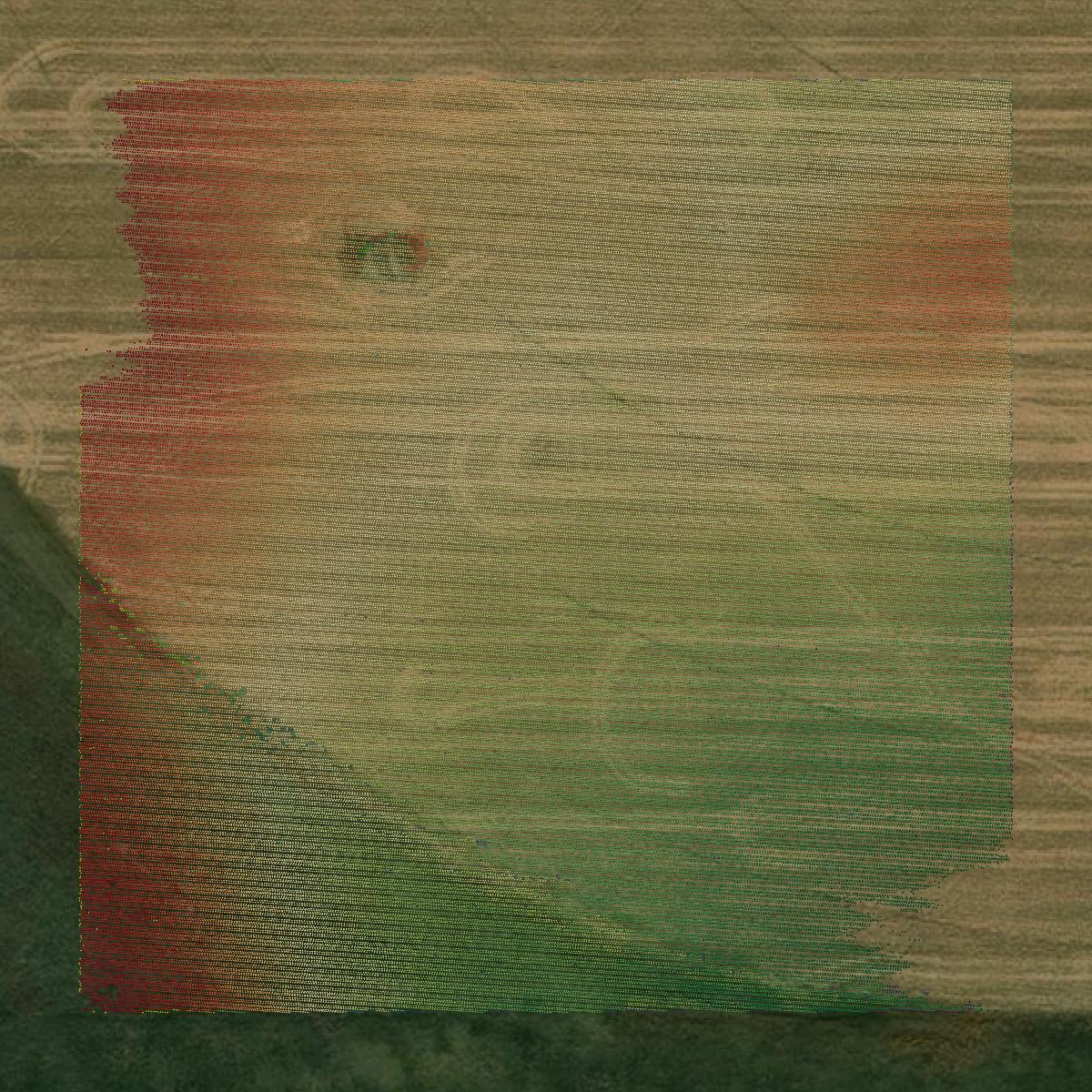 This image shows a LiDAR point cloud in Yuma County created using GIS data in Equator.