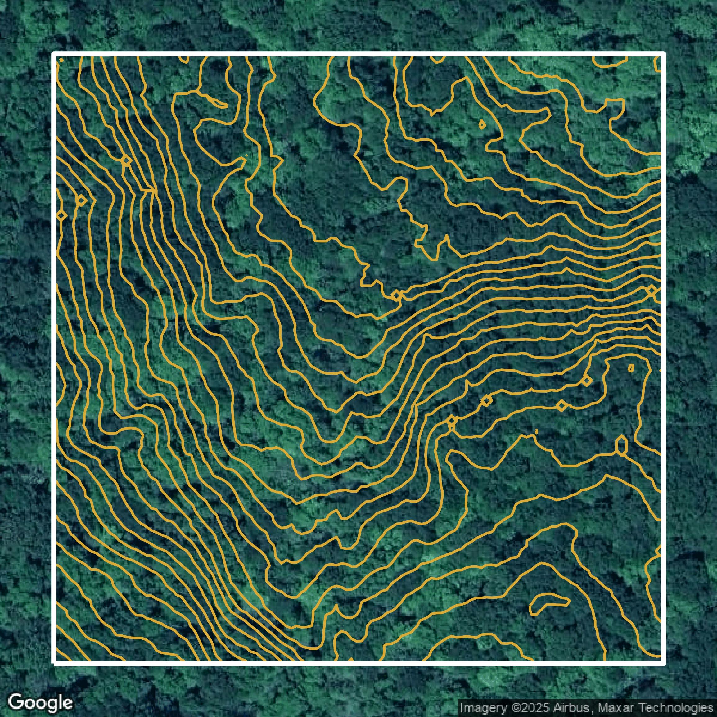 This image shows a contour map in Capitol Planning Region created using GIS data in Equator.