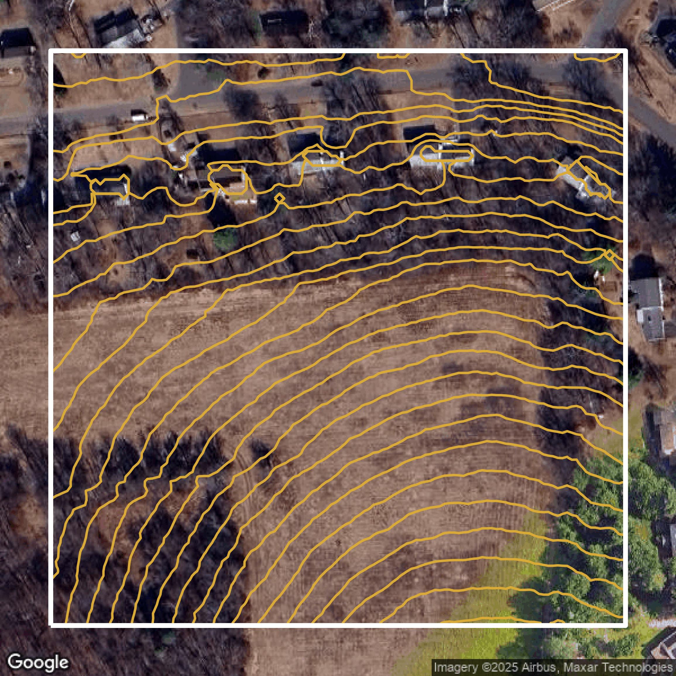 This image shows a contour map in Capitol Planning Region created using GIS data in Equator.