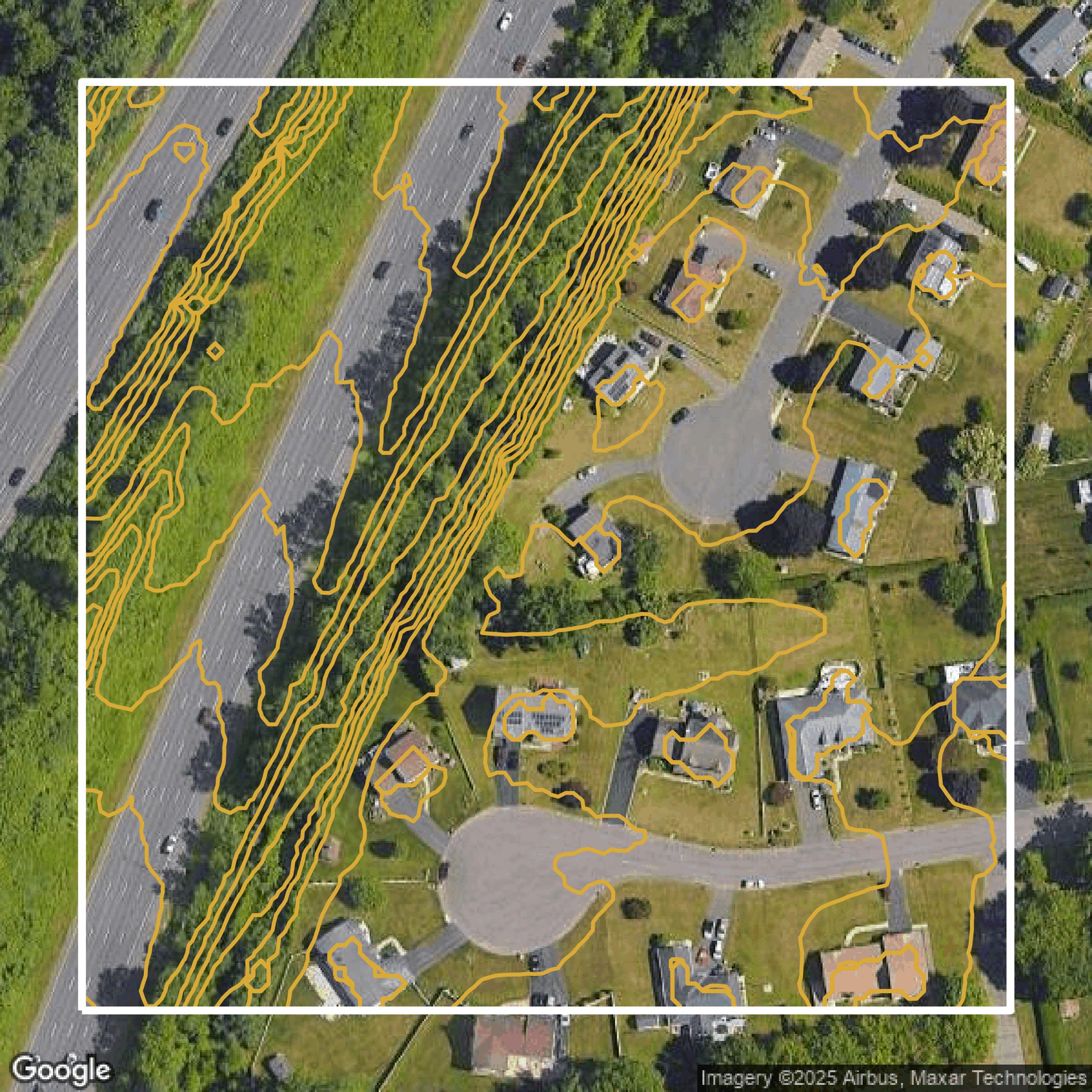 This image shows a contour map in Capitol Planning Region created using GIS data in Equator.