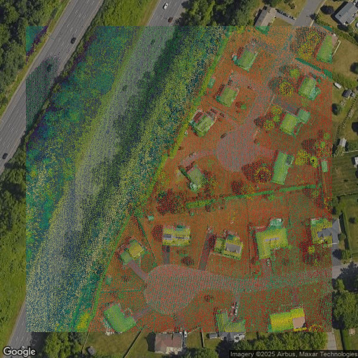 This image shows a LiDAR point cloud in Capitol Planning Region created using GIS data in Equator.