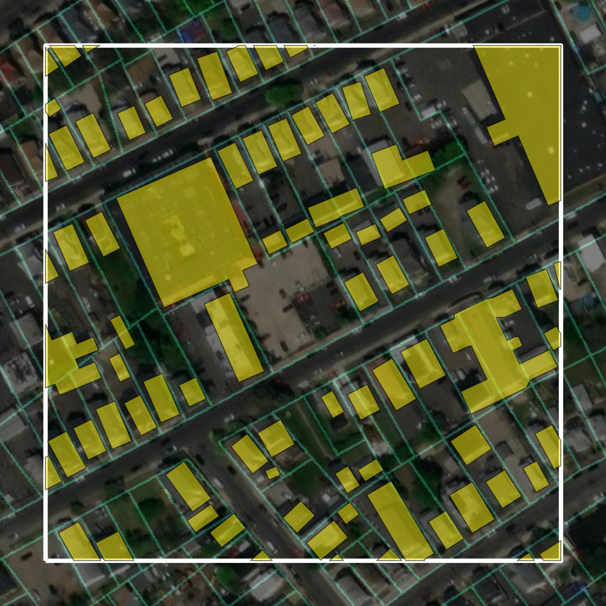 This image shows parcel and building data in Greater Bridgeport Planning Region created using GIS data in Equator.