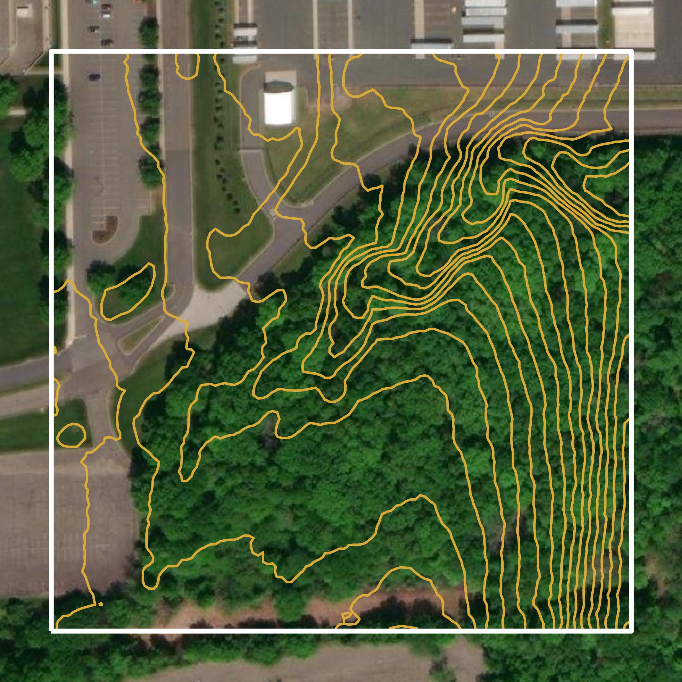 This image shows a contour map in Lower Connecticut River Valley Planning Region created using GIS data in Equator.