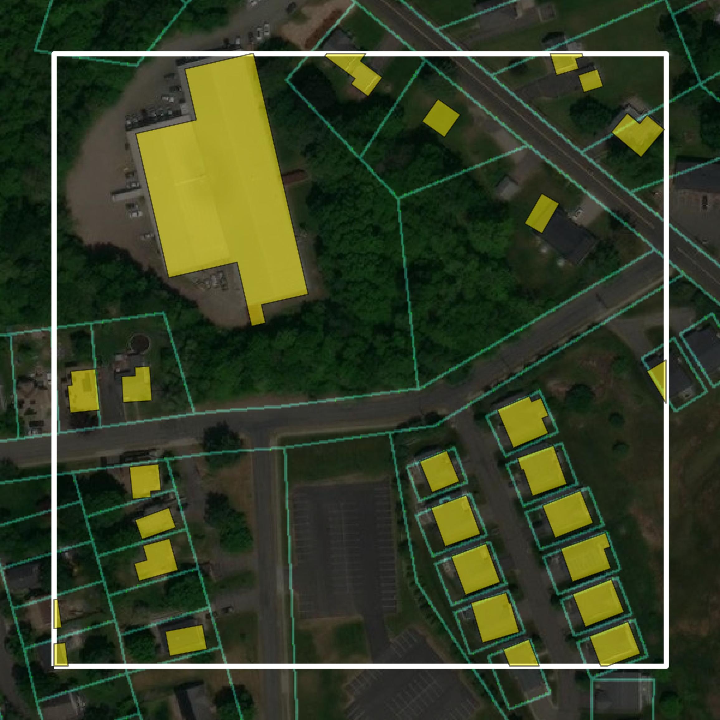 This image shows parcel and building data in Lower Connecticut River Valley Planning Region created using GIS data in Equator.