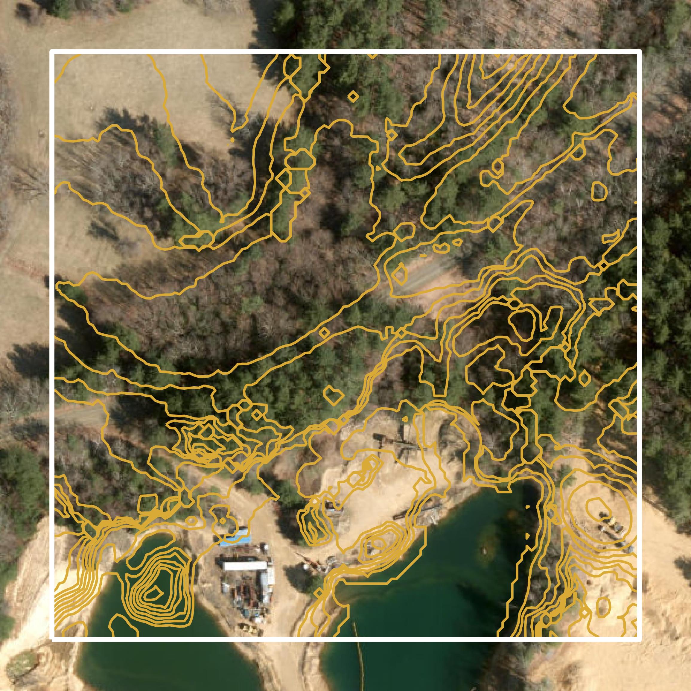 This image shows a contour map in Northeastern Connecticut Planning Region created using GIS data in Equator.