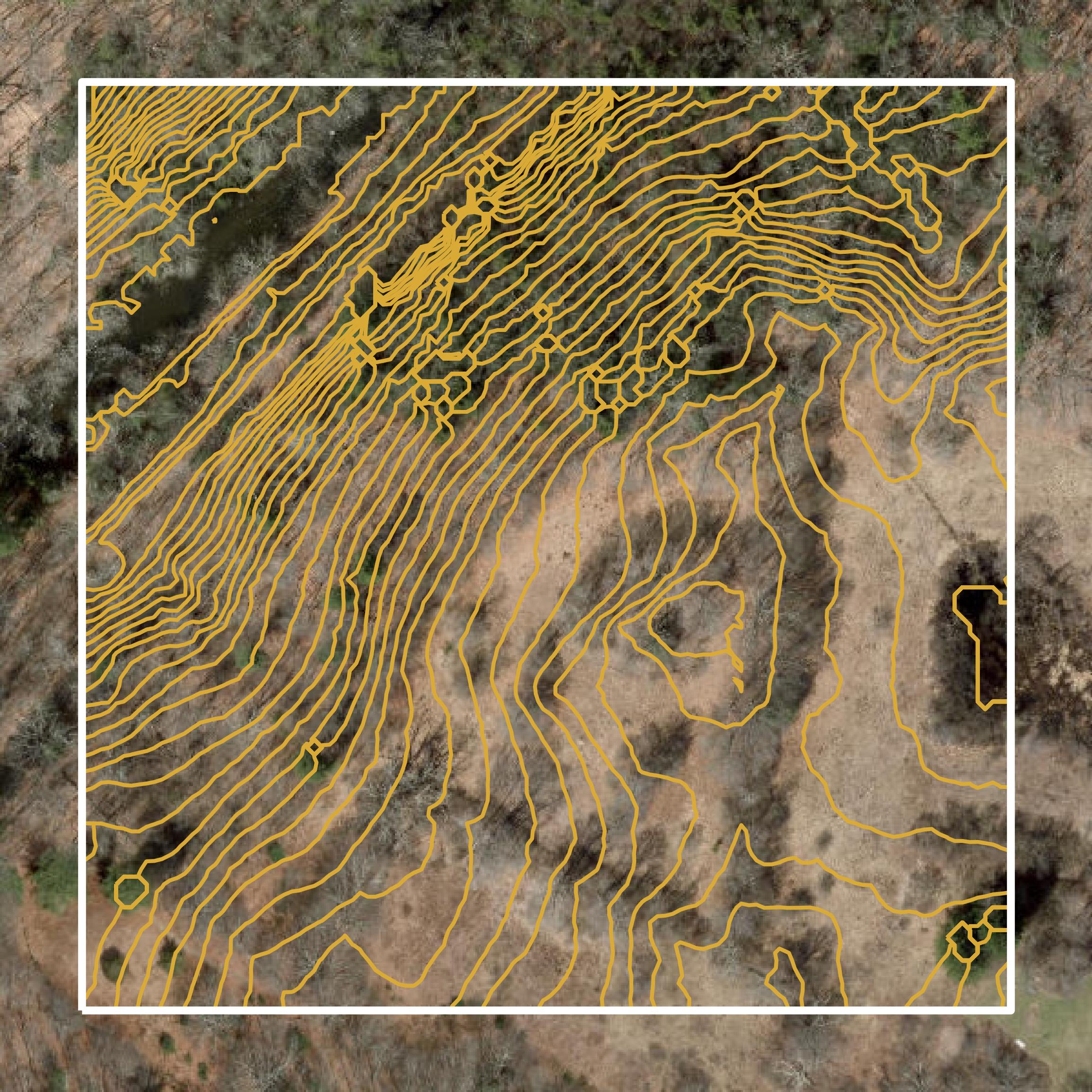 This image shows a contour map in Northwest Hills Planning Region created using GIS data in Equator.