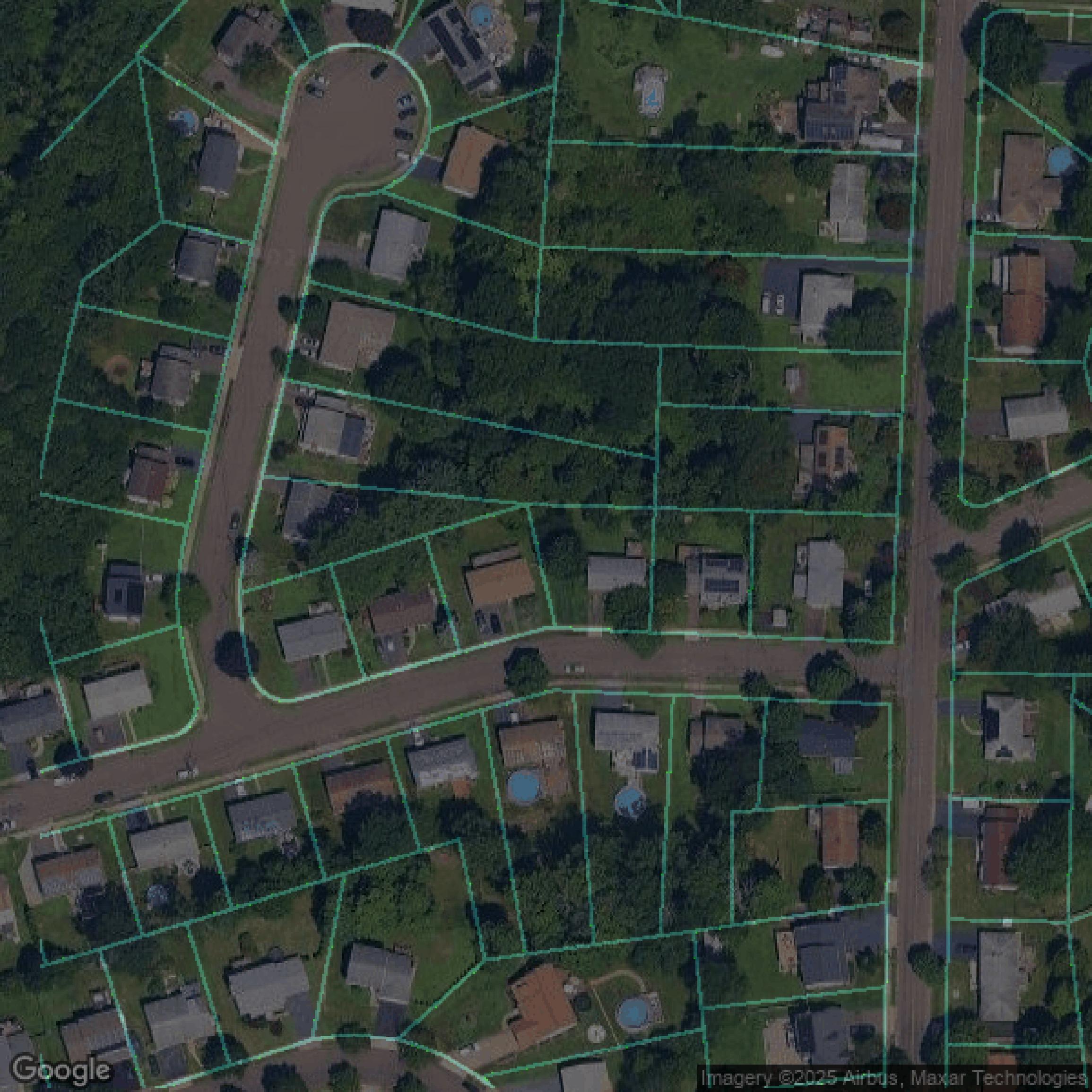 This image shows parcel data in South Central Connecticut Planning Region created using GIS data in Equator.